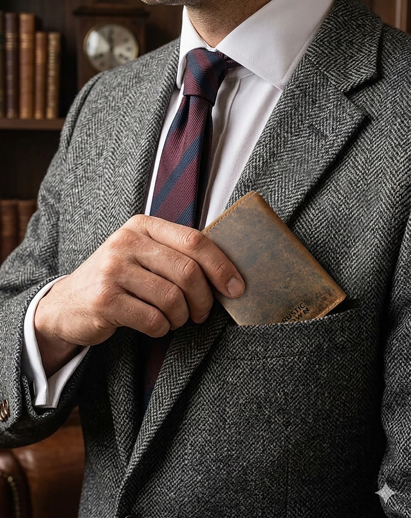 Leather Trifold Wallet for Men - Full Grain RFID Blocking with Card Slots