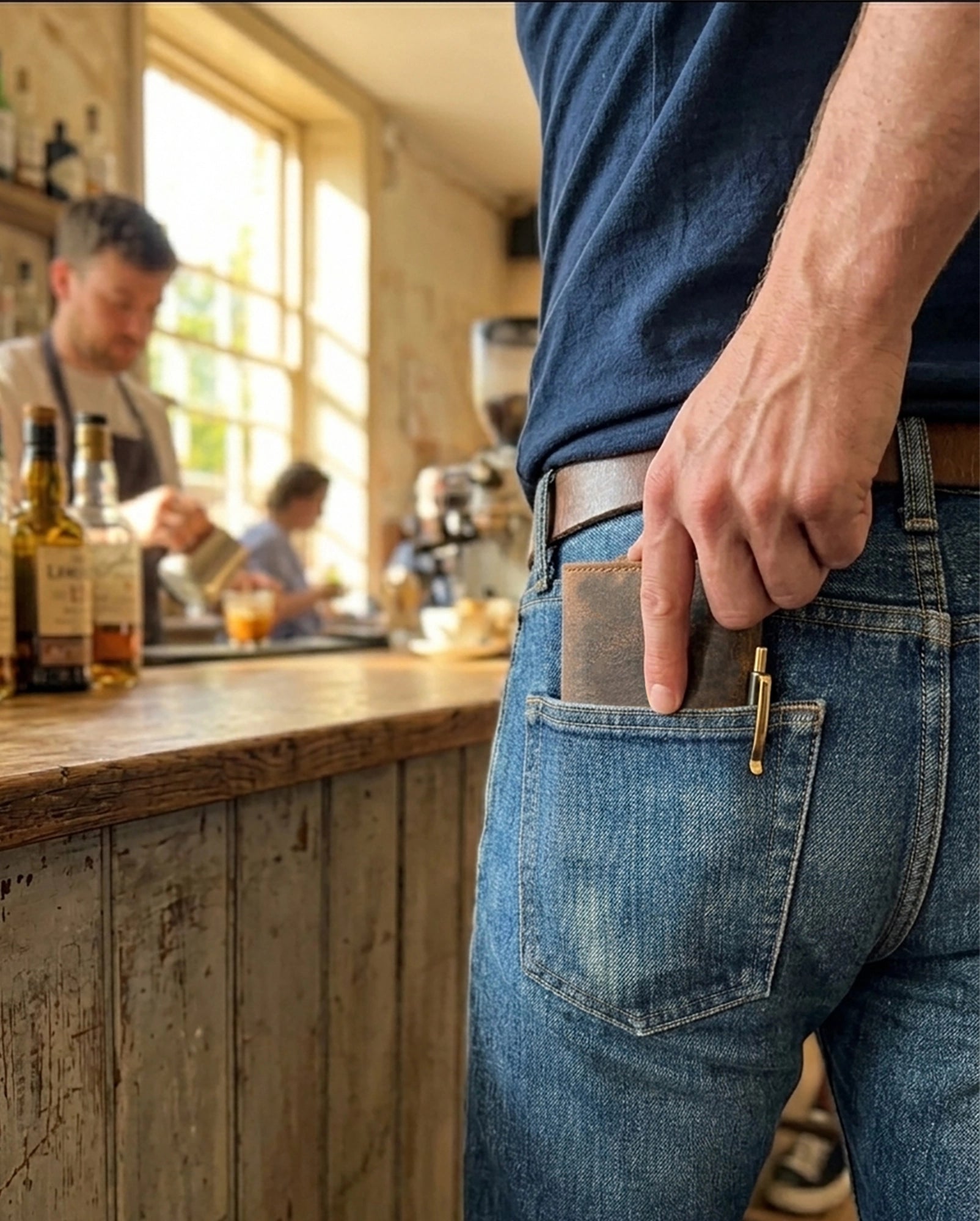 Leather Trifold Wallet for Men - Full Grain RFID Blocking with Card Slots