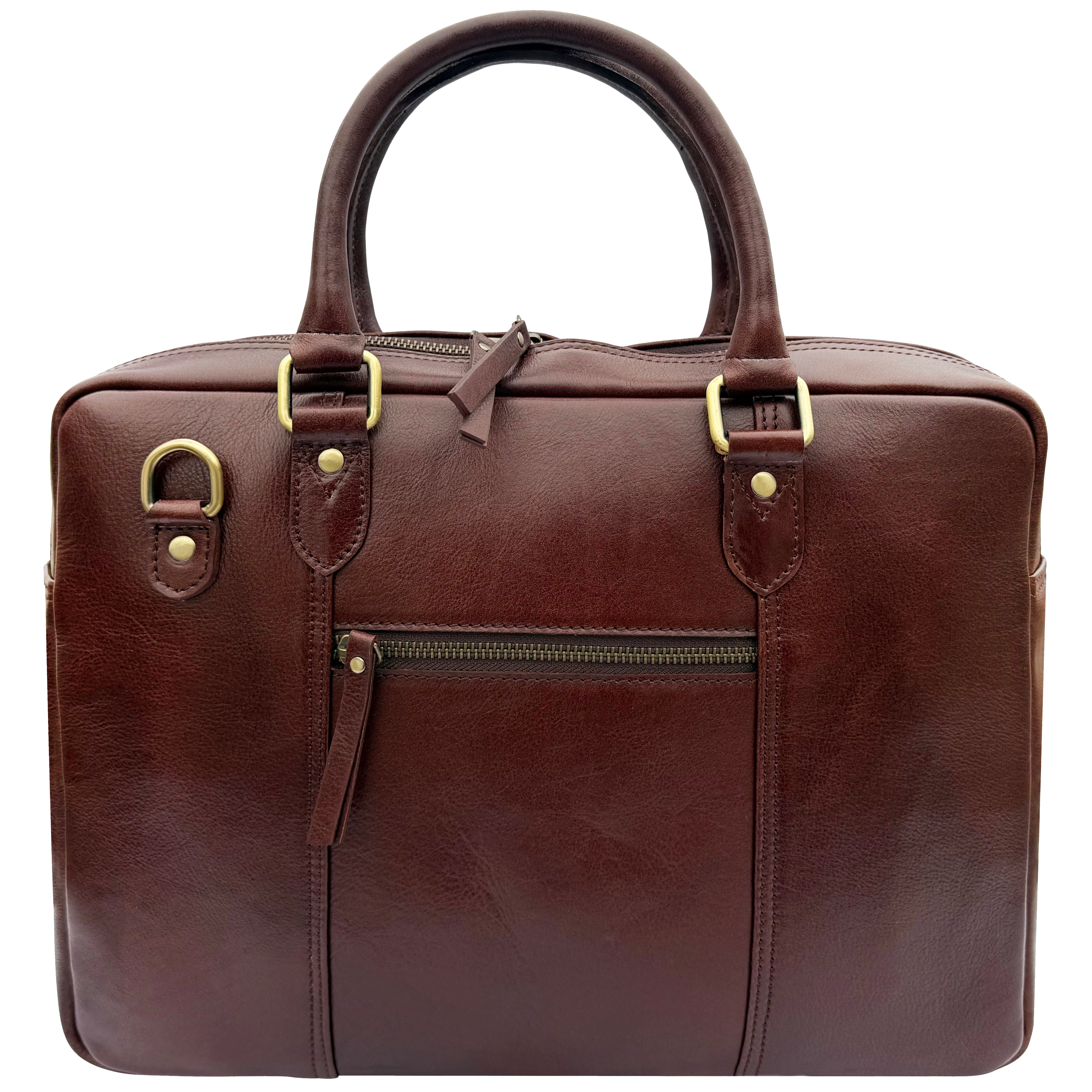 Full-Grain Leather Satchel Briefcase | Slim Laptop Work Bag