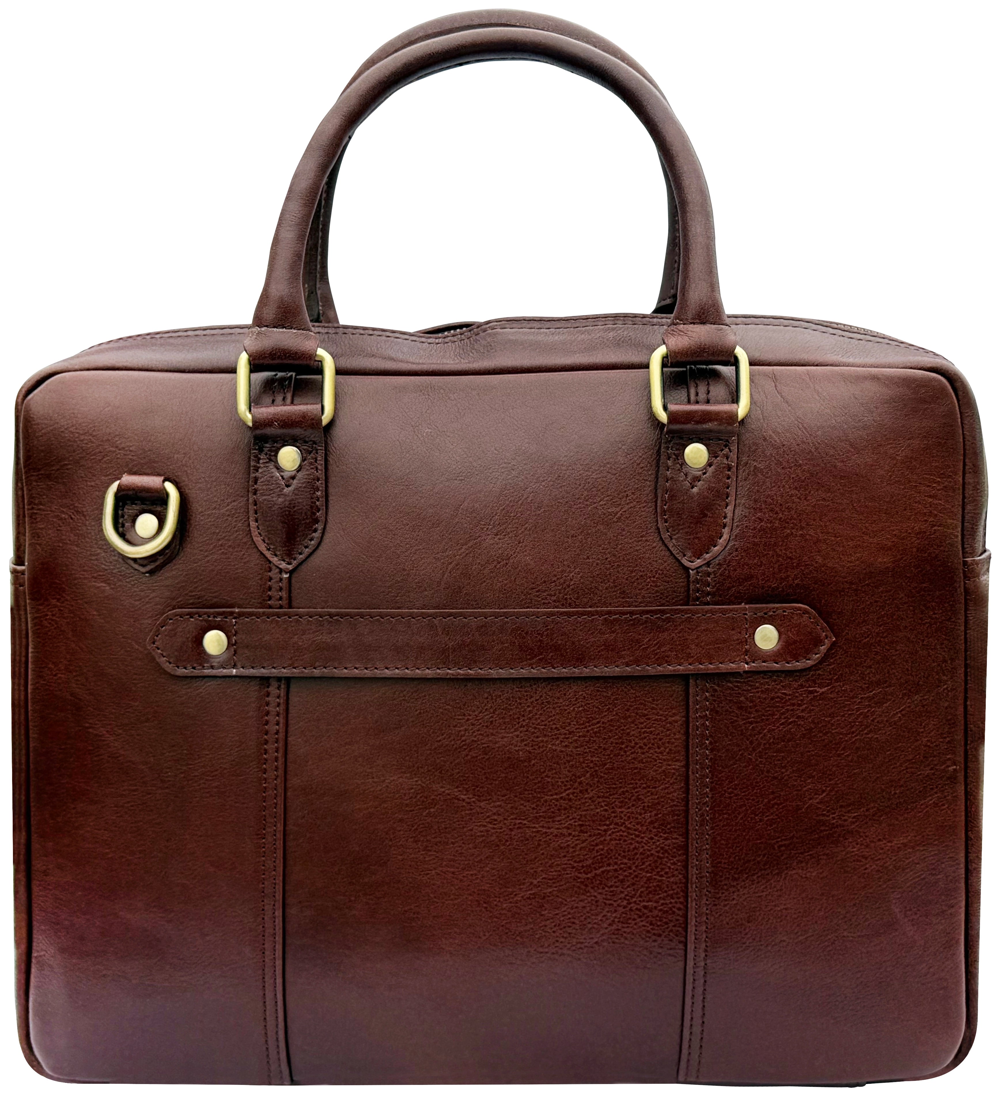 Full-Grain Leather Satchel Briefcase | Slim Laptop Work Bag