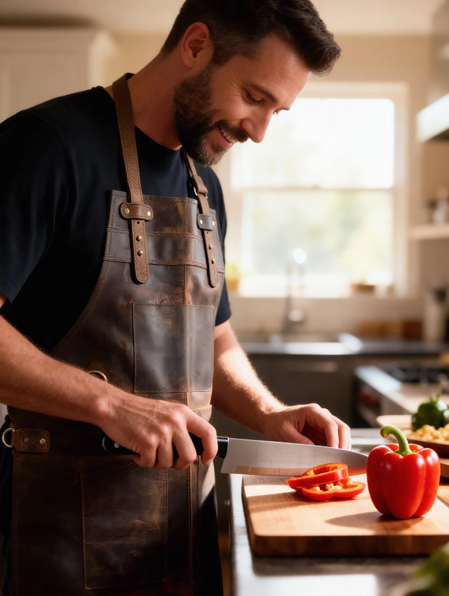 Bennett Premium Leather Apron for Men - Heavy Duty Workshop Grade