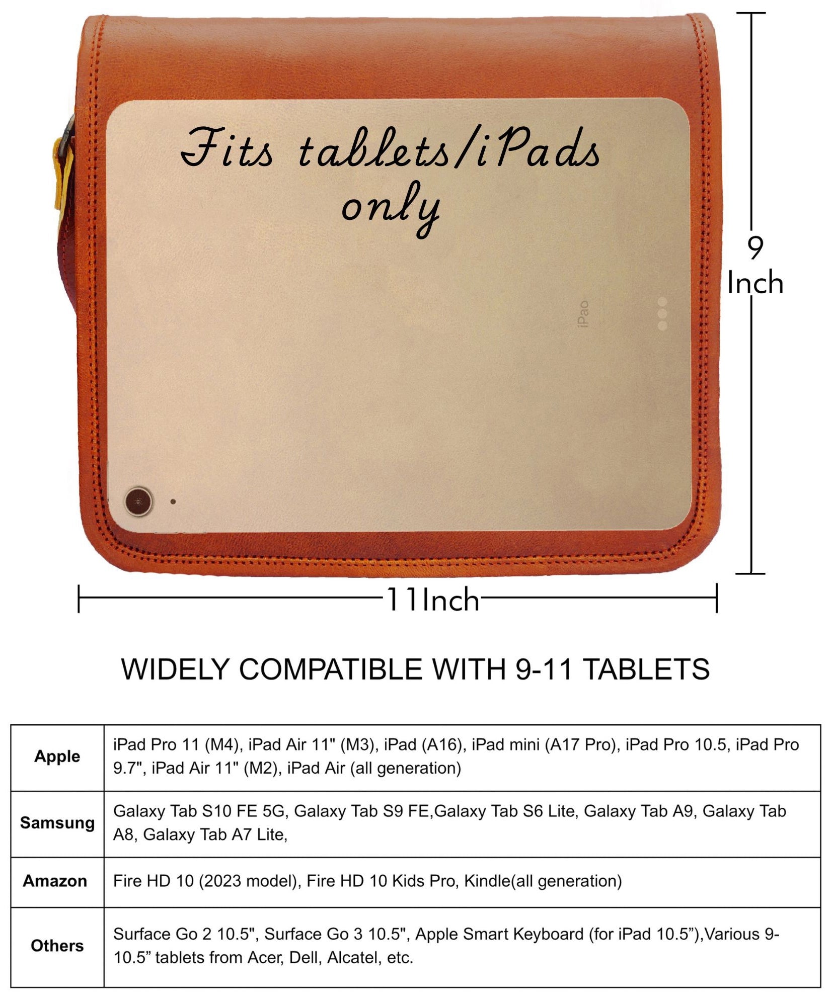 Artisian Leather iPad Tablet Messenger Bag (11 Inch)