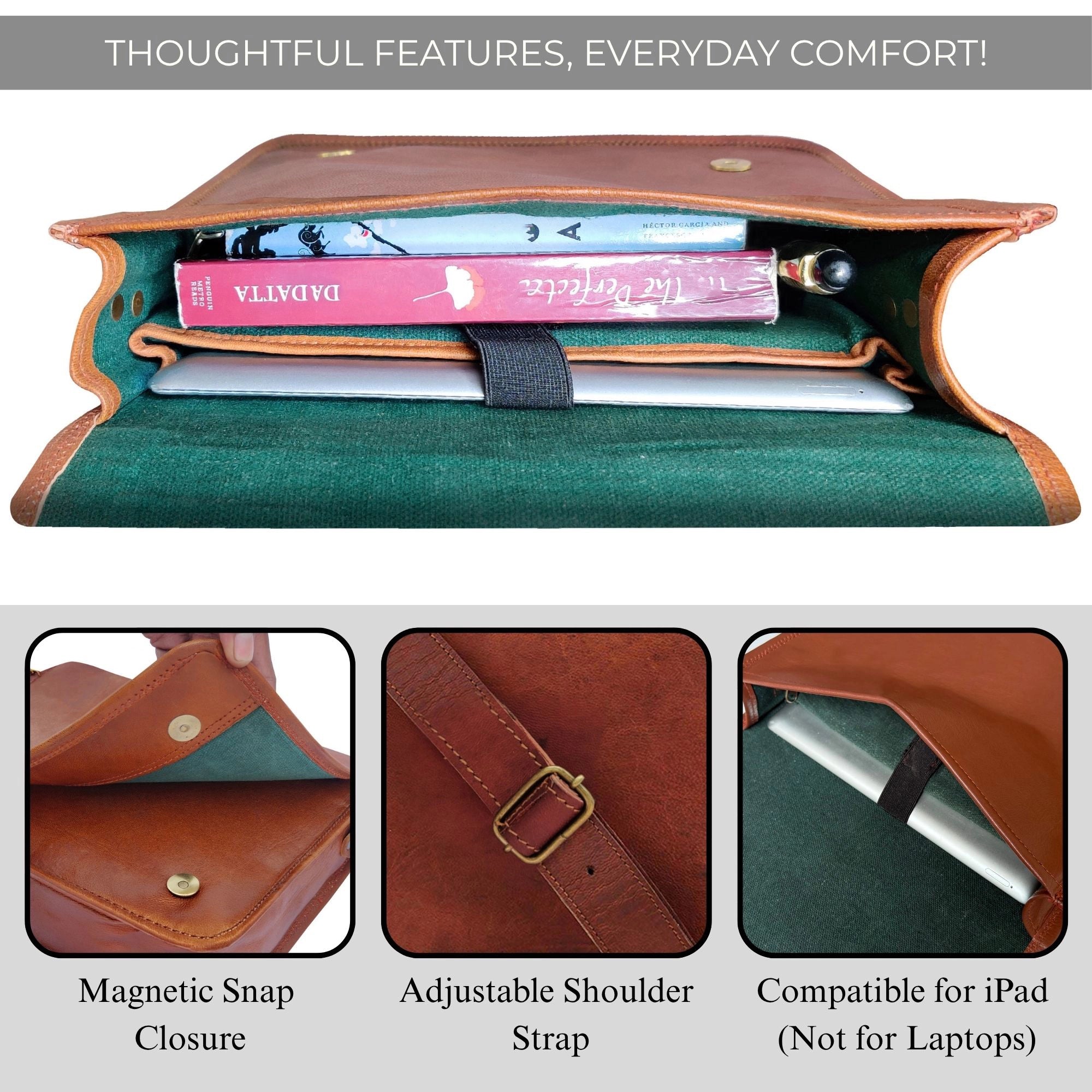 Artisian Leather iPad Tablet Messenger Bag (11 Inch)