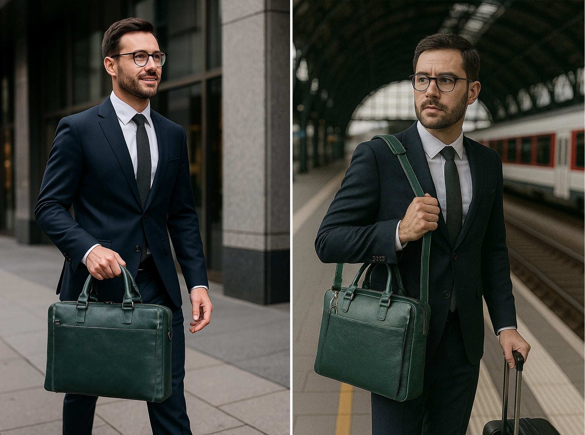 Leather Messenger Bag for Men Women Vintage Travel 14 inch Laptop Briefcase Shoulder Bag