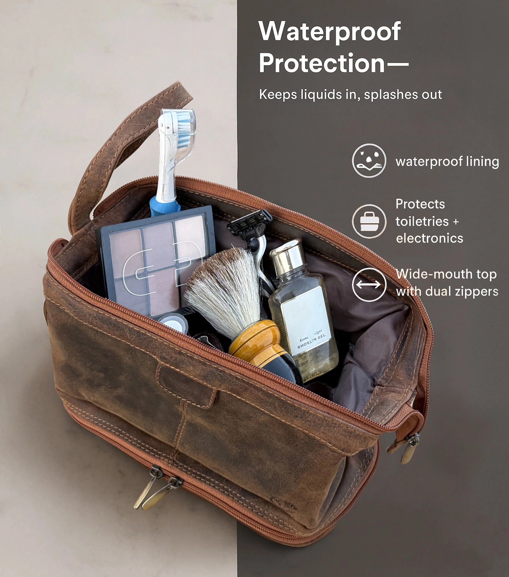 Megan Leather Travel Cosmetic Bag