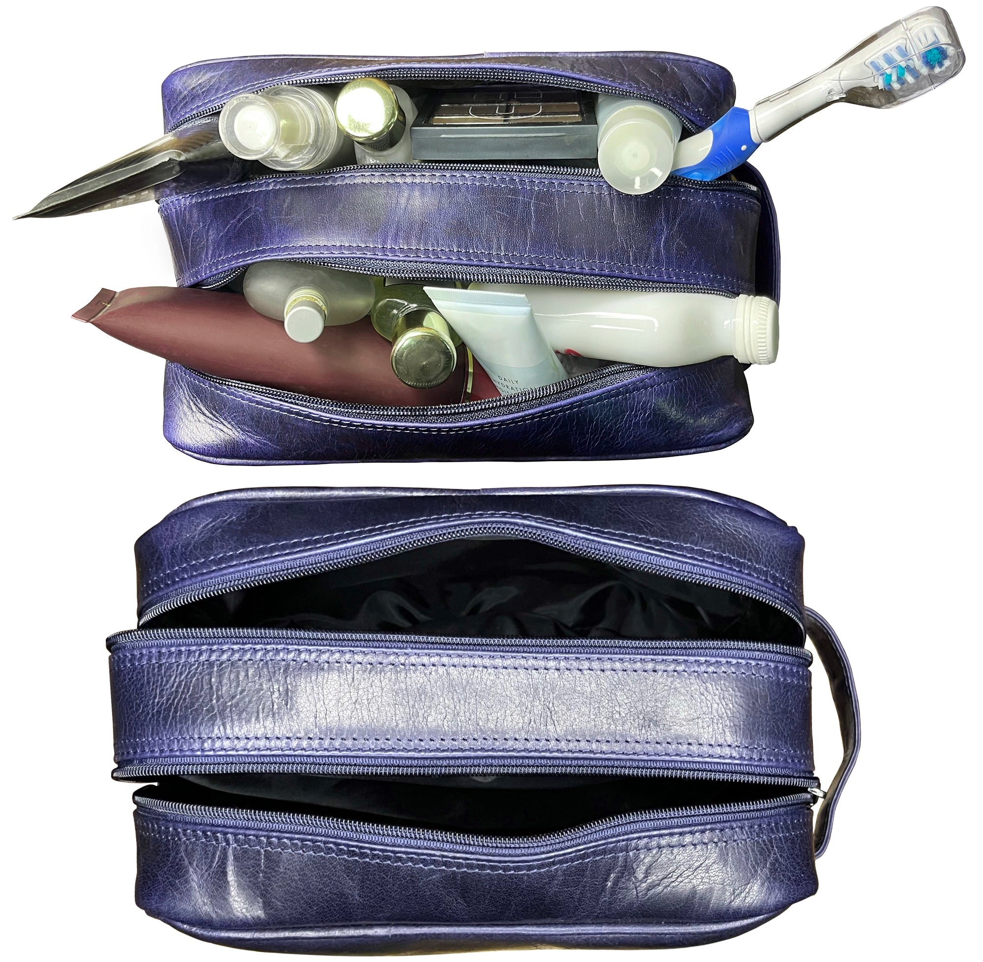 Johnny Men's Leather Travel Dopp Kit (Oxford Blue)