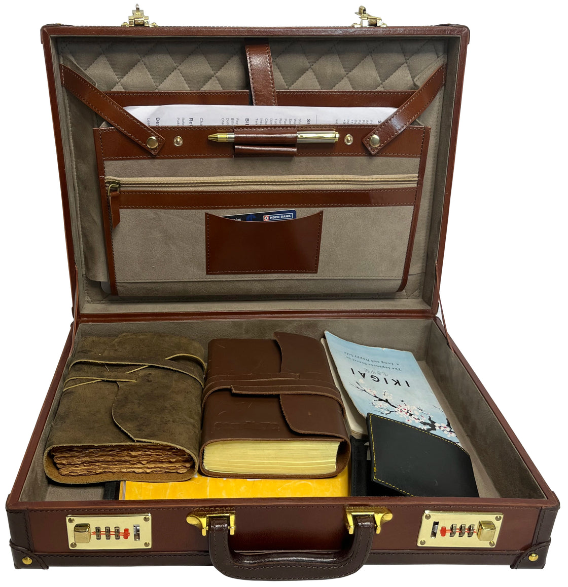 Leather Briefcase Rustic Town