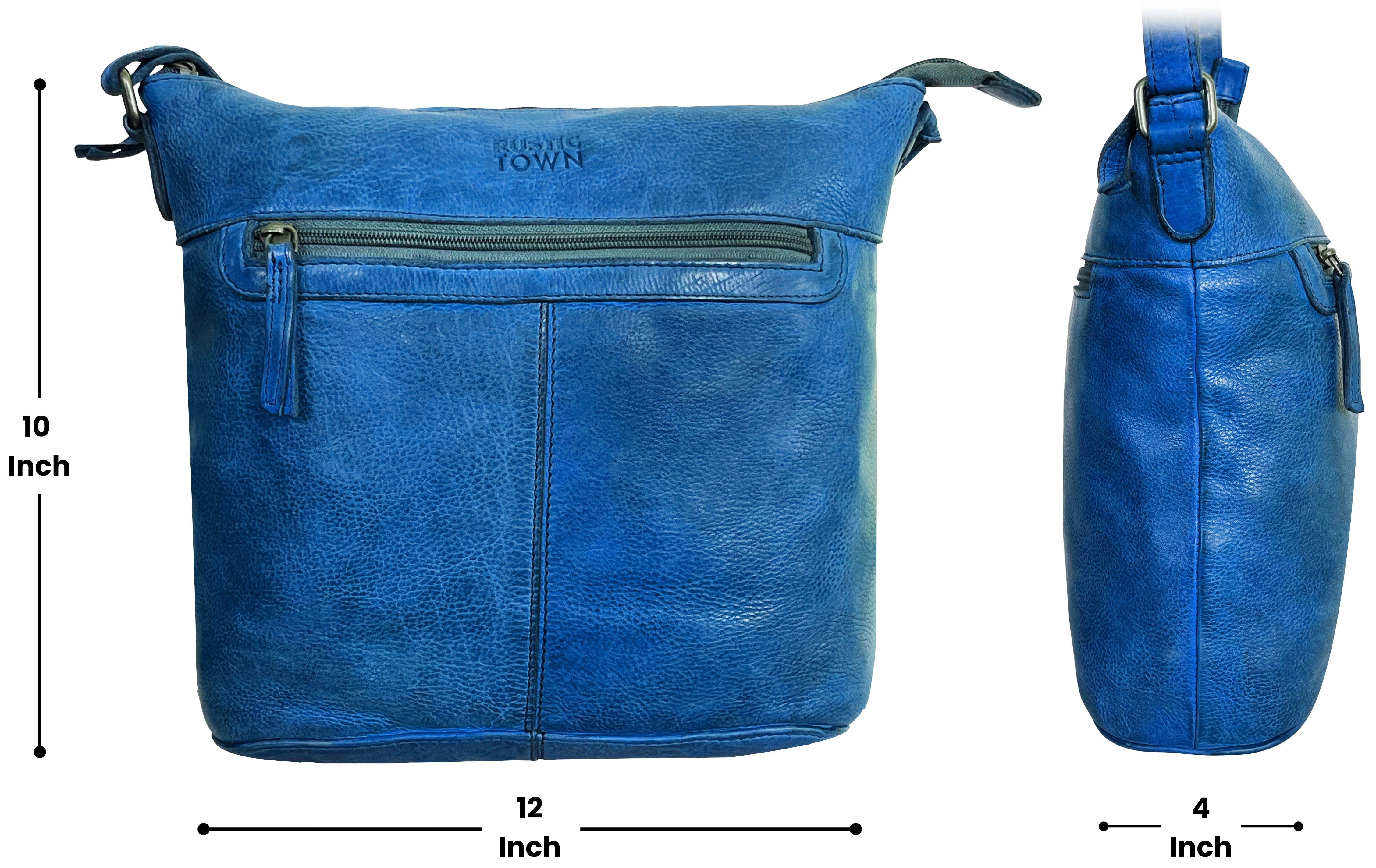 Leather Sling Bag for Women, Blue