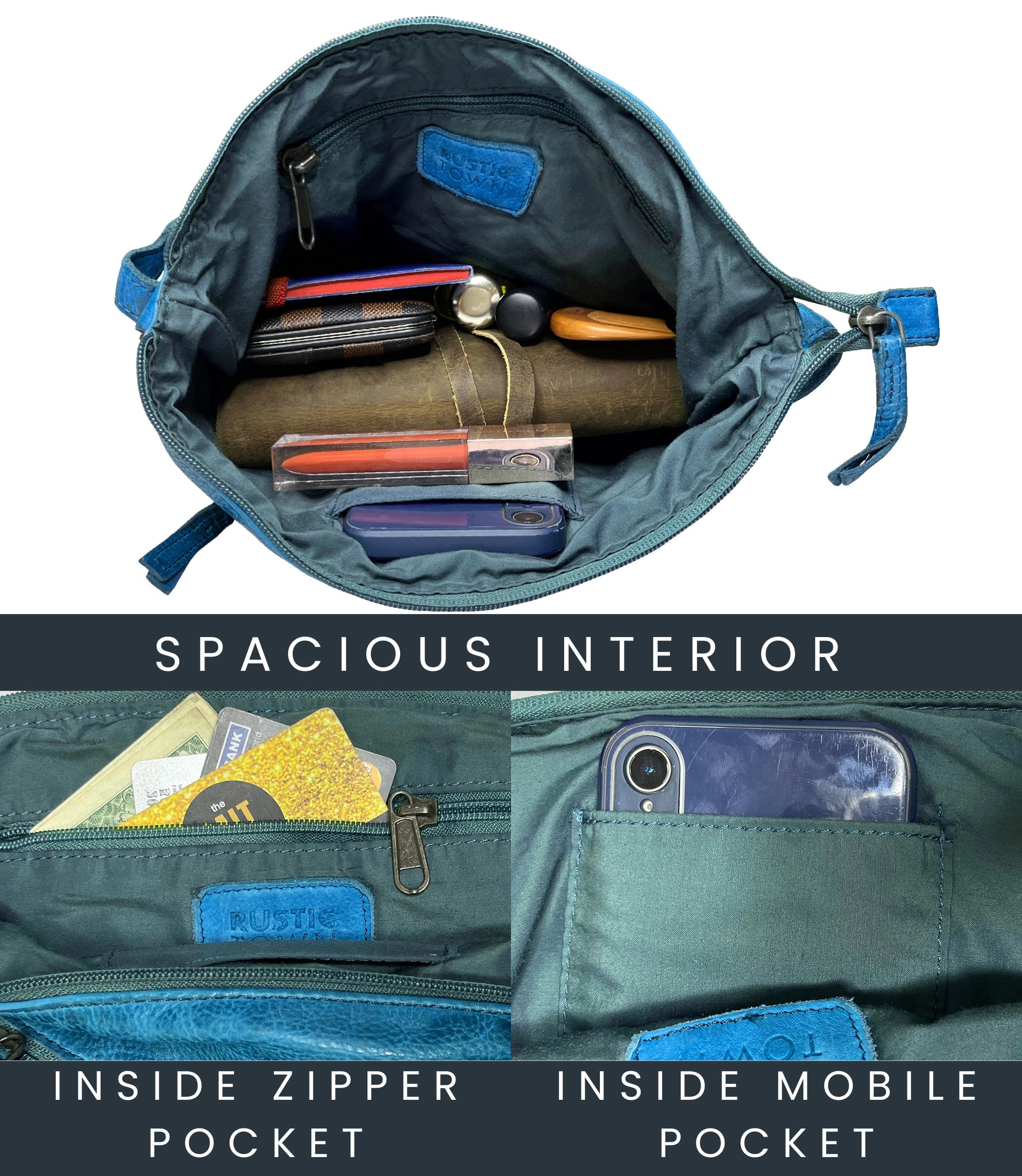 Leather Sling Bag for Women, Blue