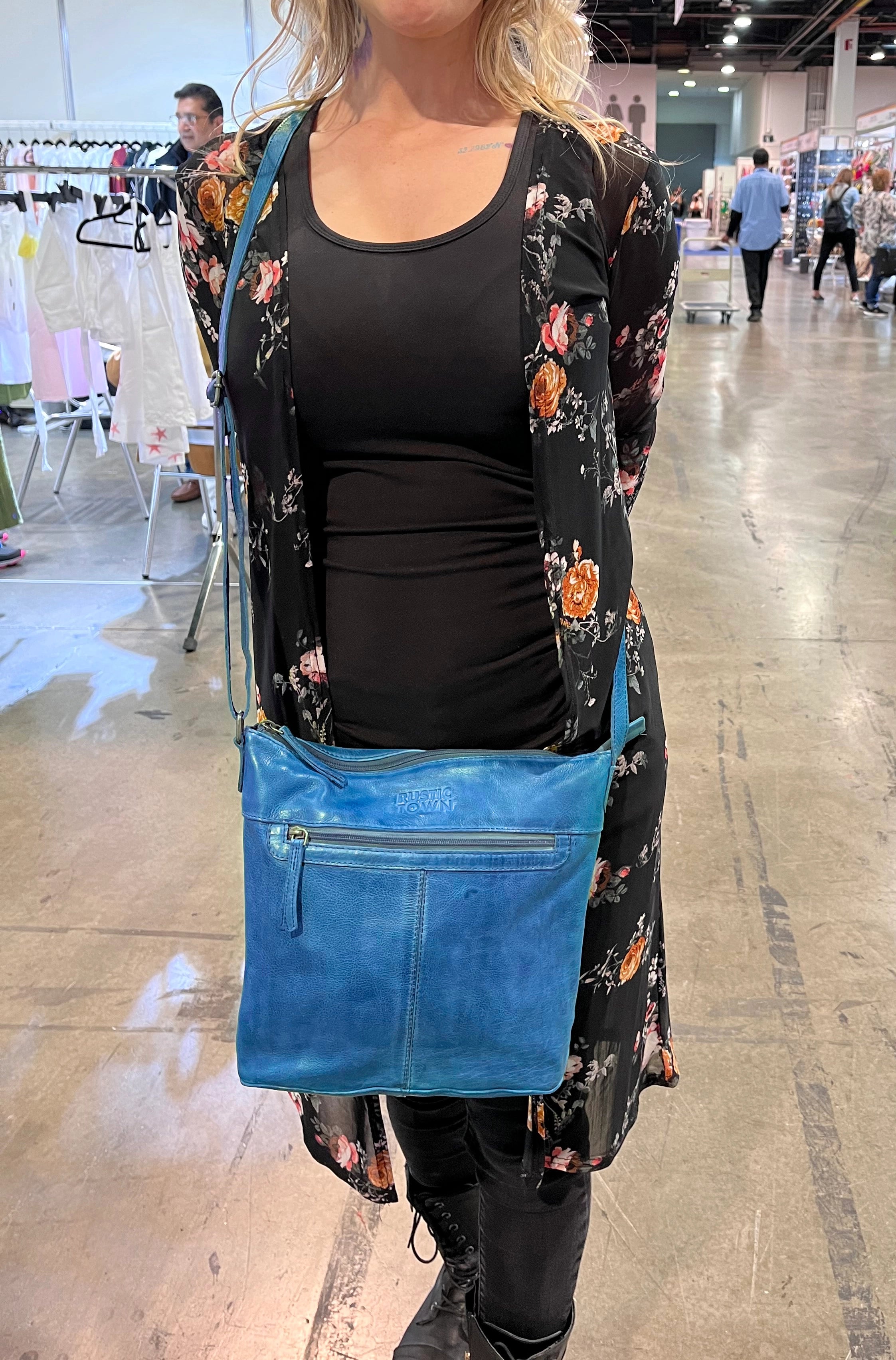 Leather Sling Bag for Women, Blue