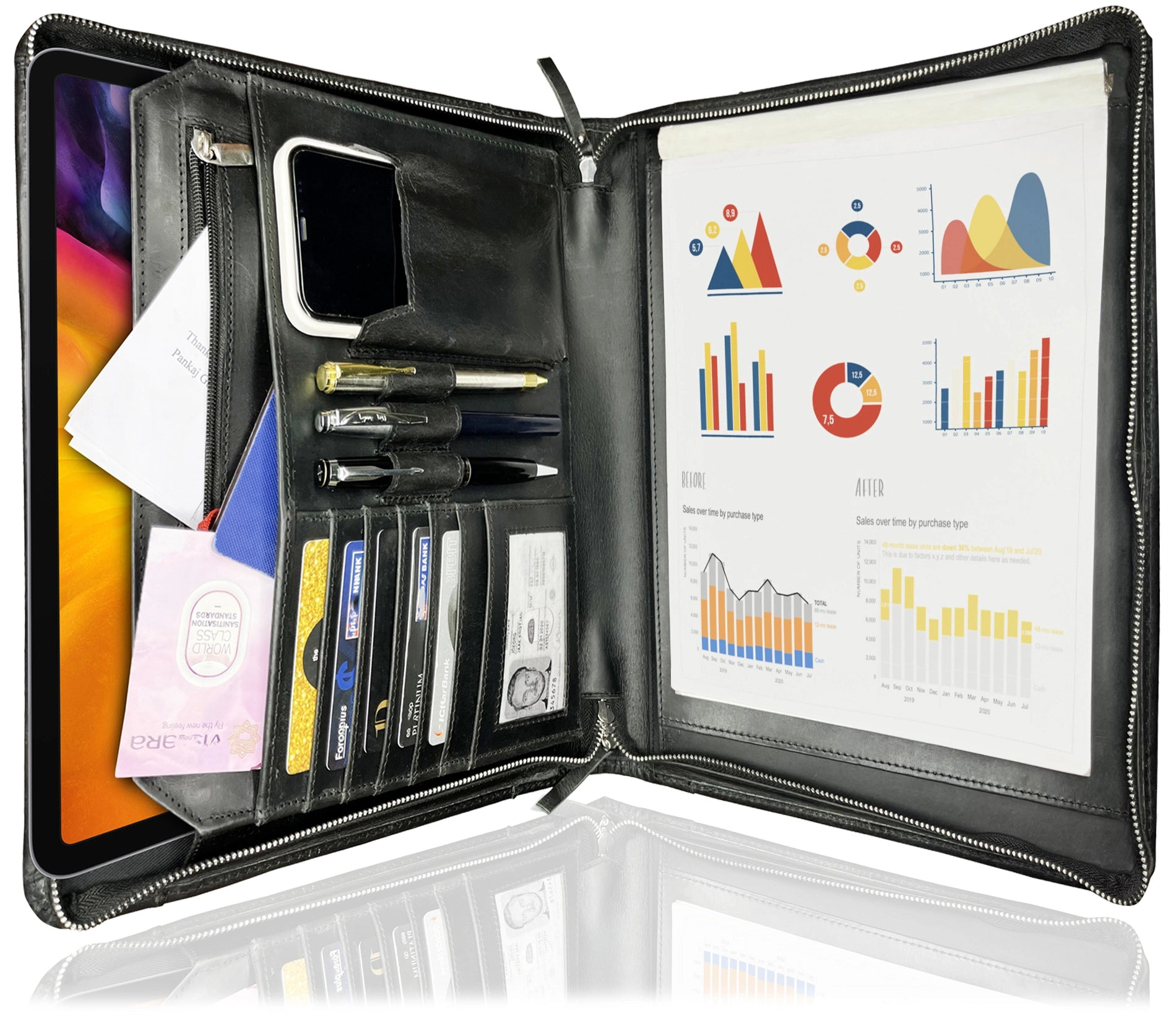 Kingsman Business Leather Padfolio (Black)