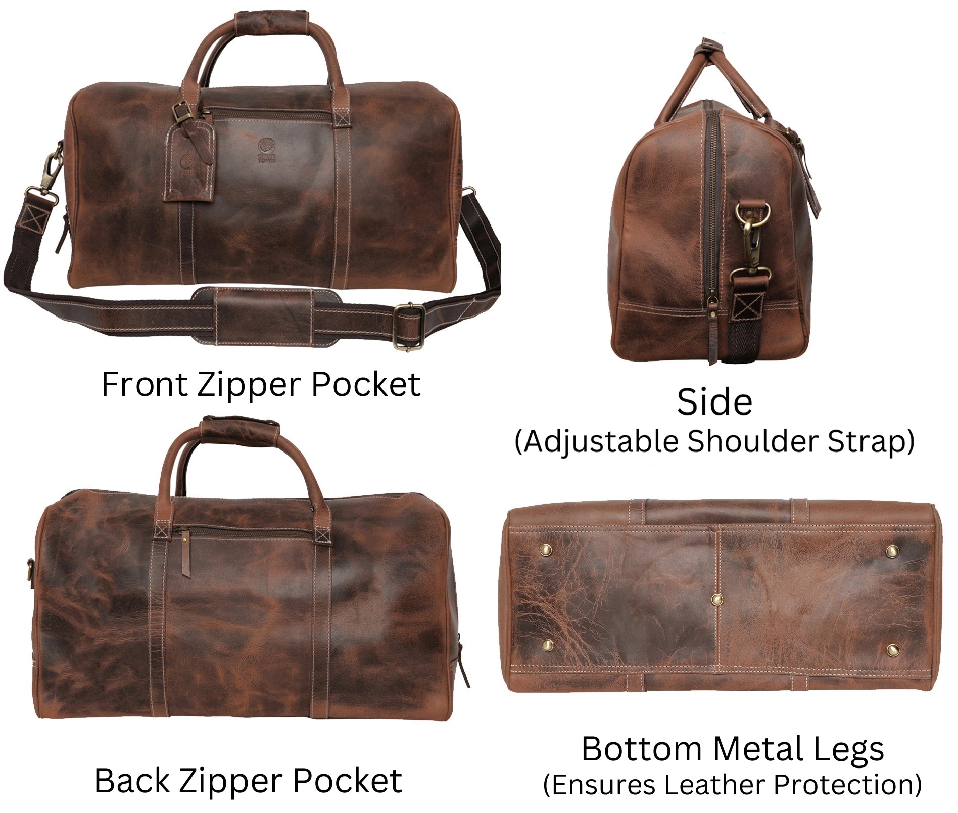 Sasha Carry On Leather Duffle Bag (Walnut Brown)