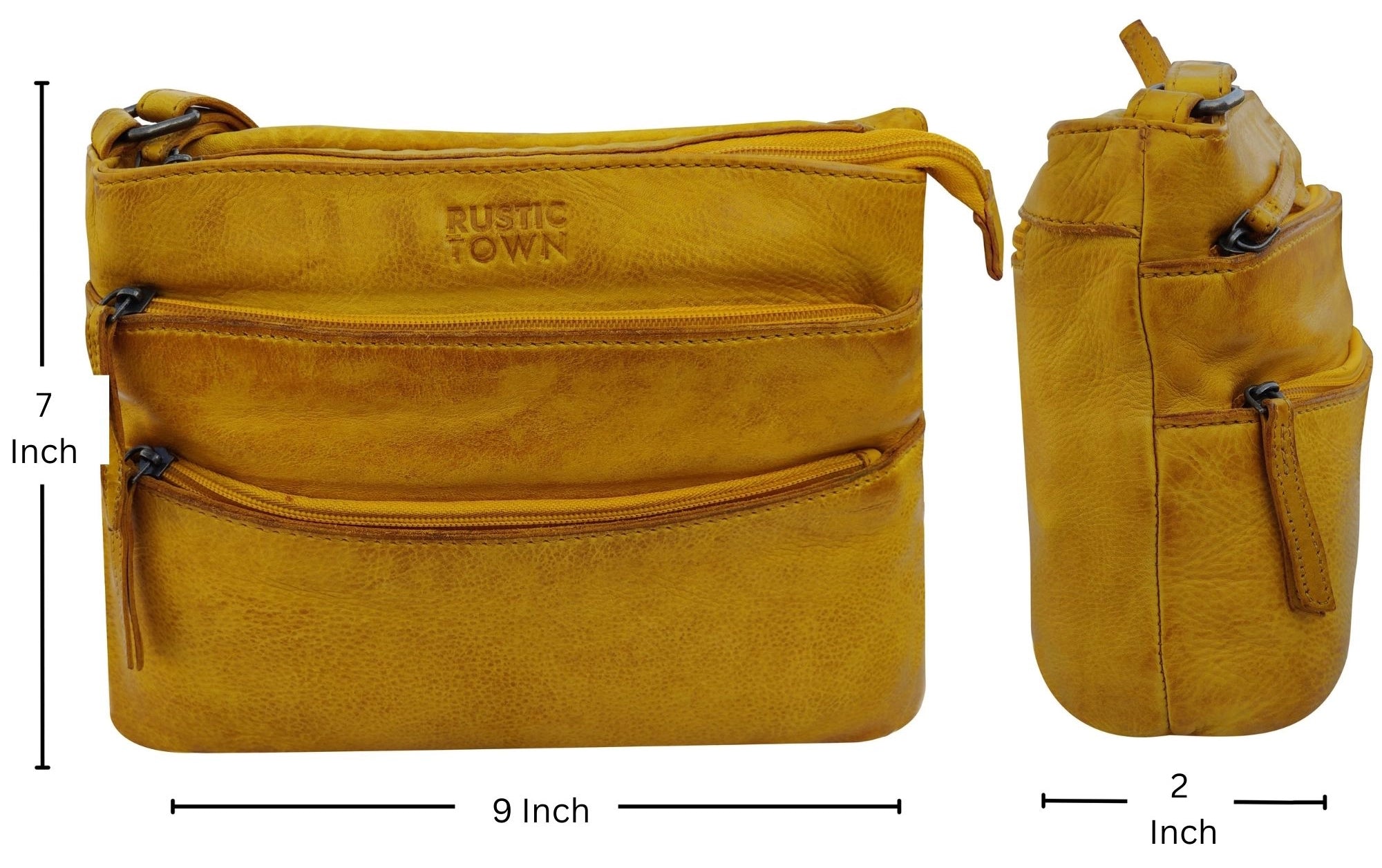 Leather Crossbody Bag for Women, Yellow