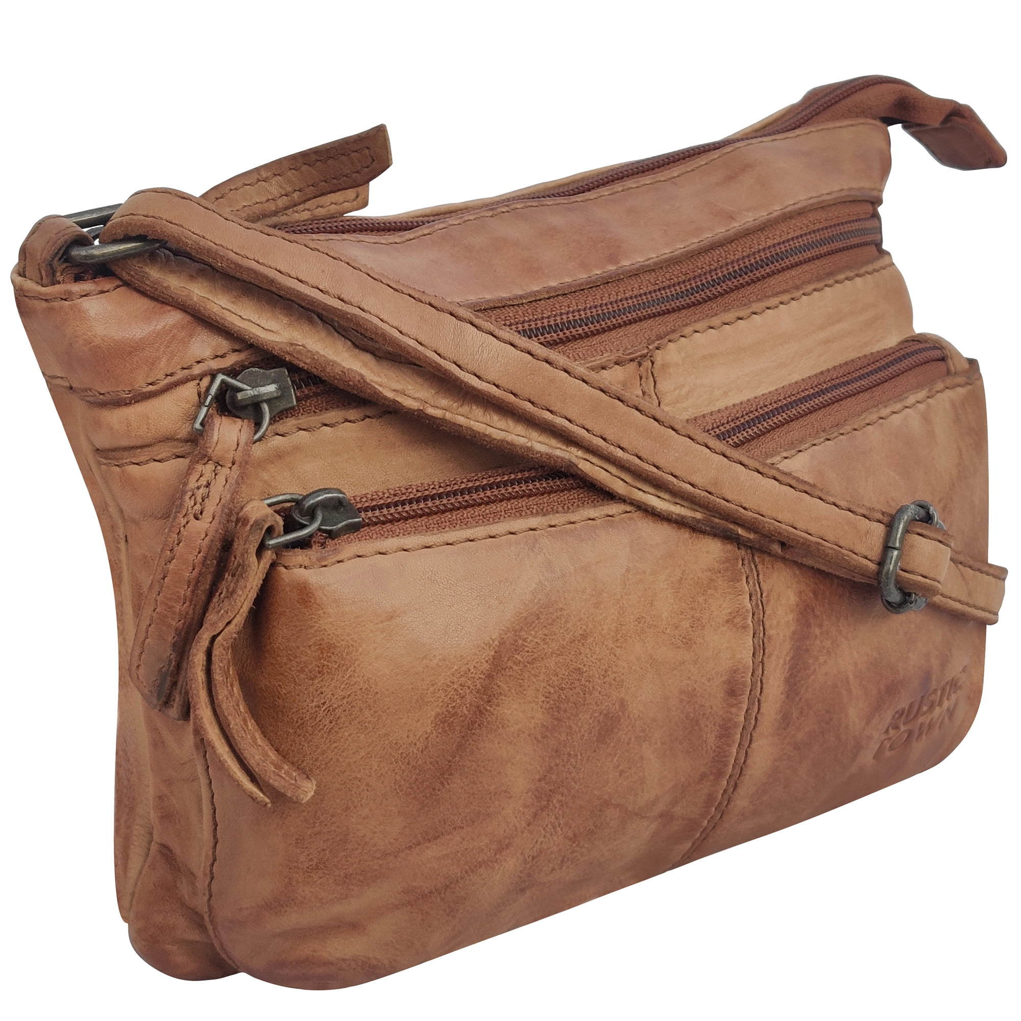 Leather Crossbody Handbag for Women, Cognac