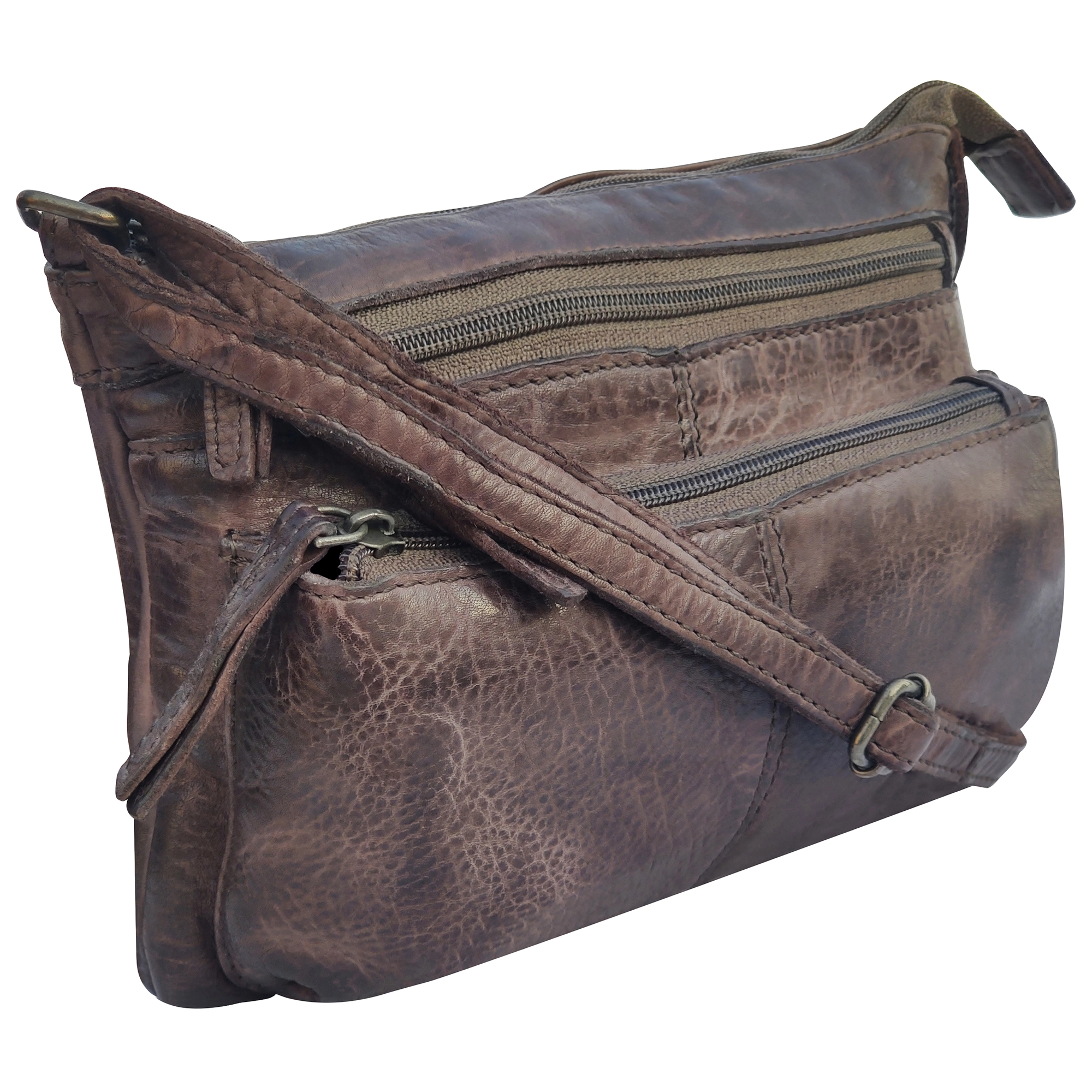 Leather Crossbody Handbag for Women, Stone Brown