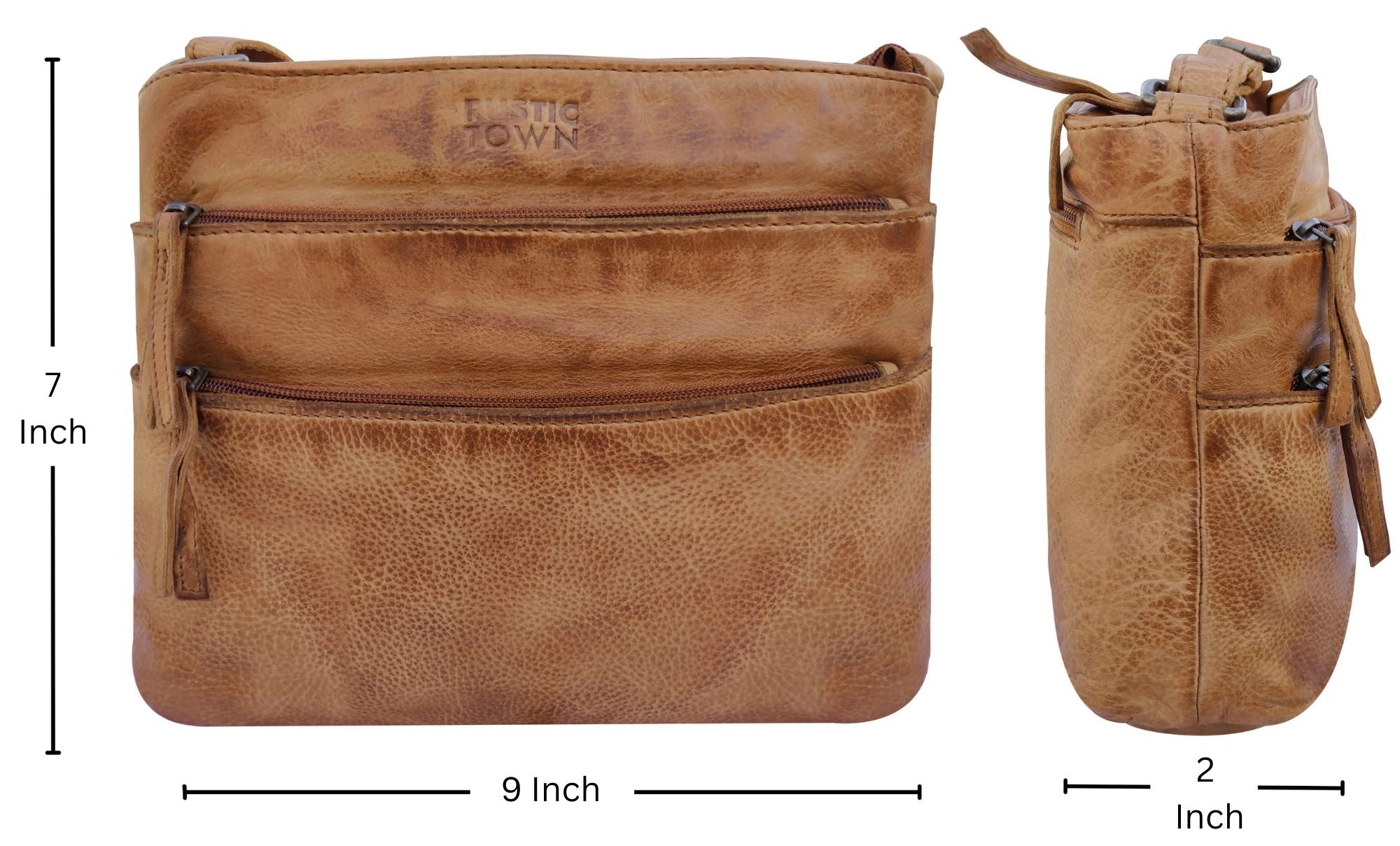 Leather Crossbody Bag for Women, Cognac