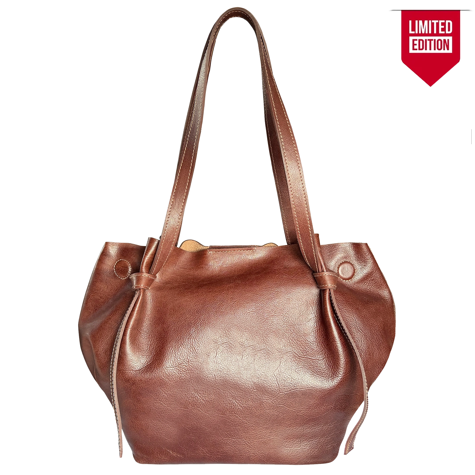 Full-Grain Leather Tote Bag for Women - Slouchy Shoulder Handbag