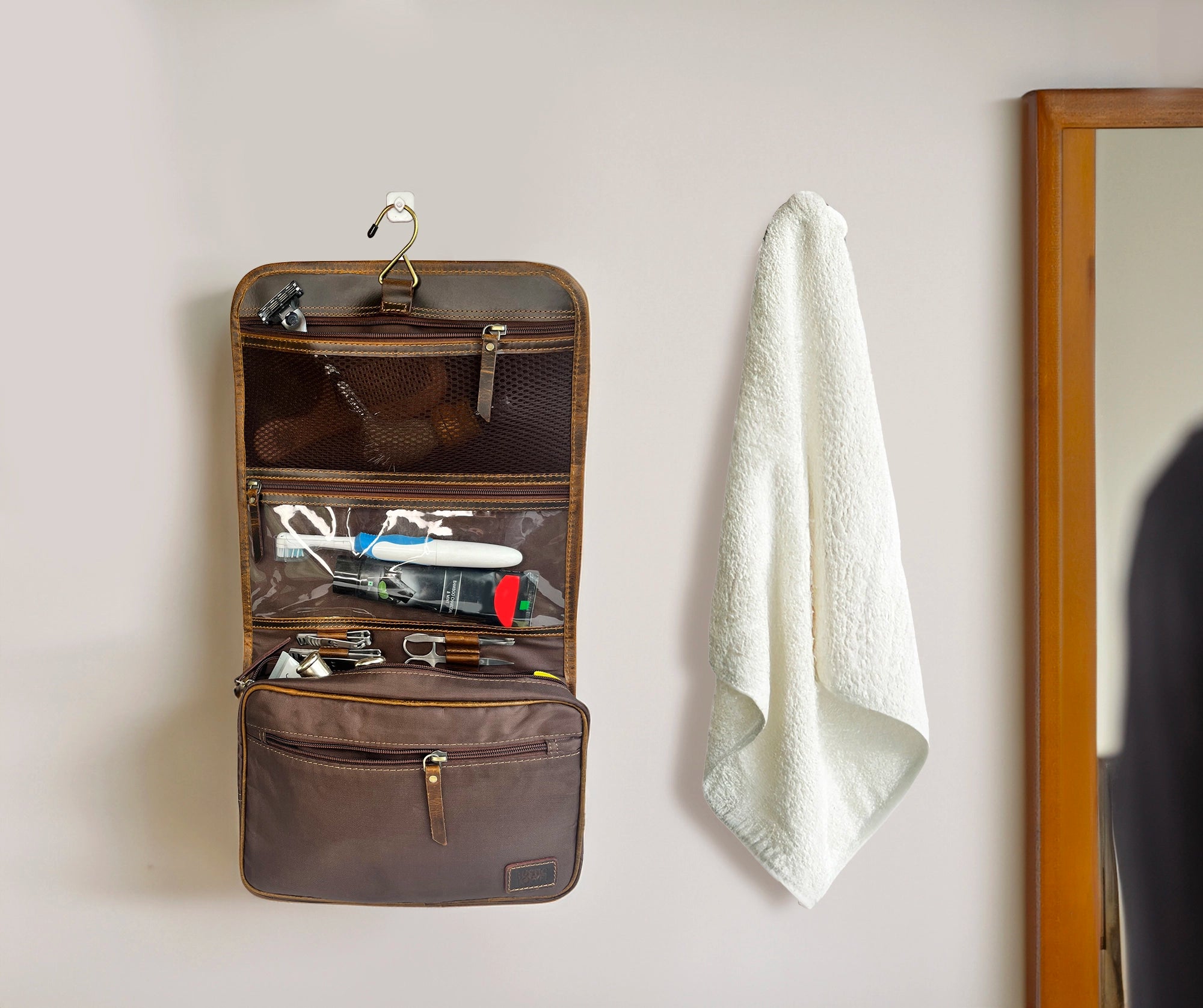 Leather Hanging Toiletry Bag