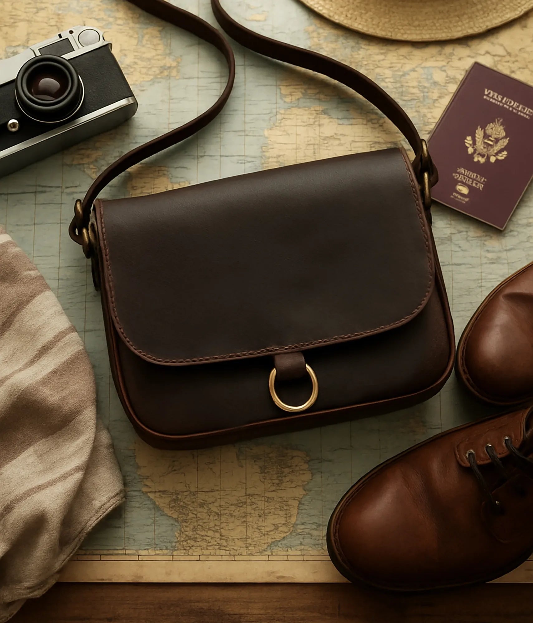 Leather Crossbody Bag - Shoulder Sling Purse for Women