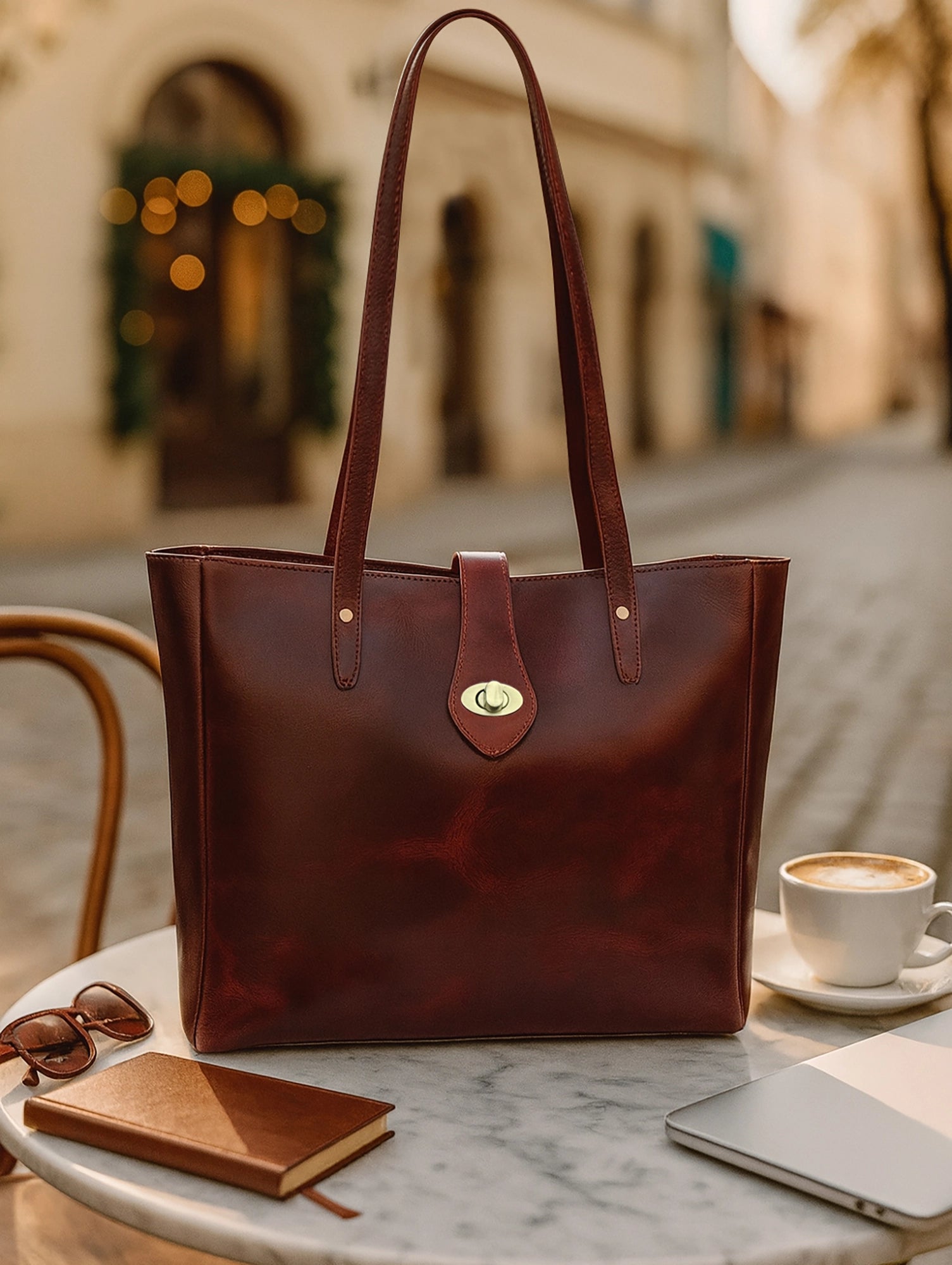 Leather Tote Bag for Women - Classic Shoulder Handbag