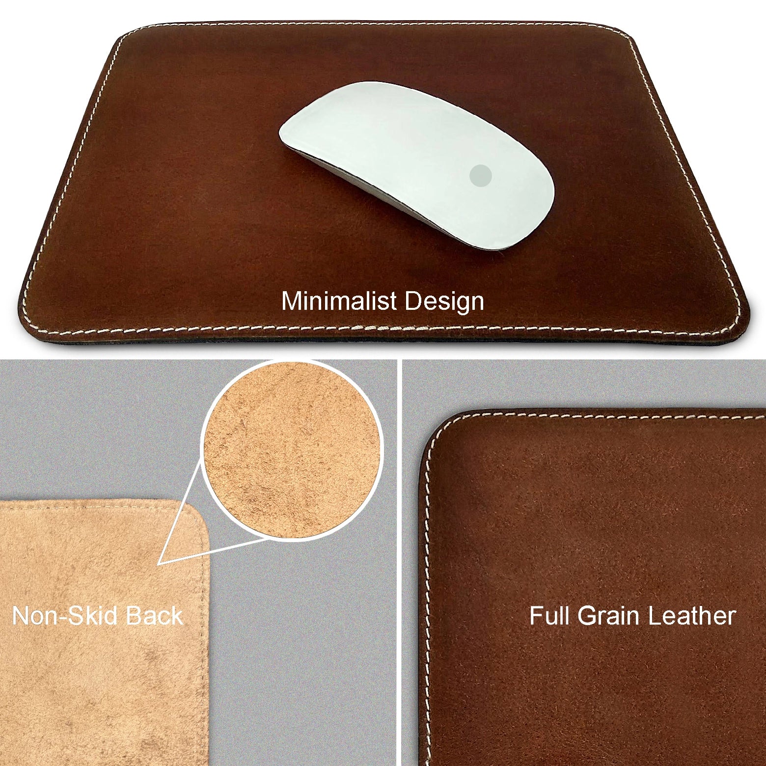 Leather Mouse Pads for Laptop Computer PC Gaming Apple Executive Work Desk Handmade
