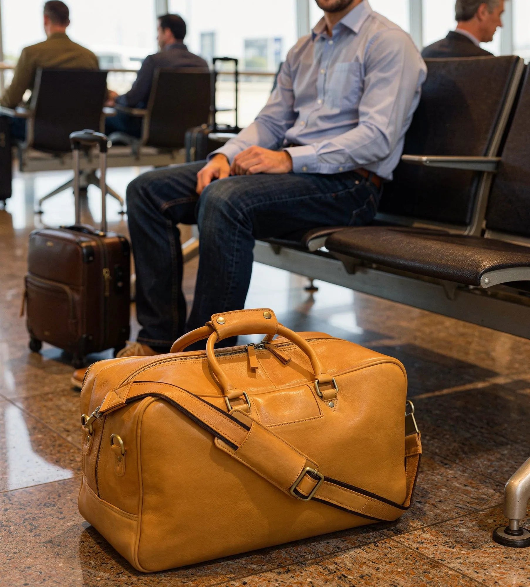 Elixir Marco Leather Duffle Bag for Men : Dual Compartment Travel Carry-on
