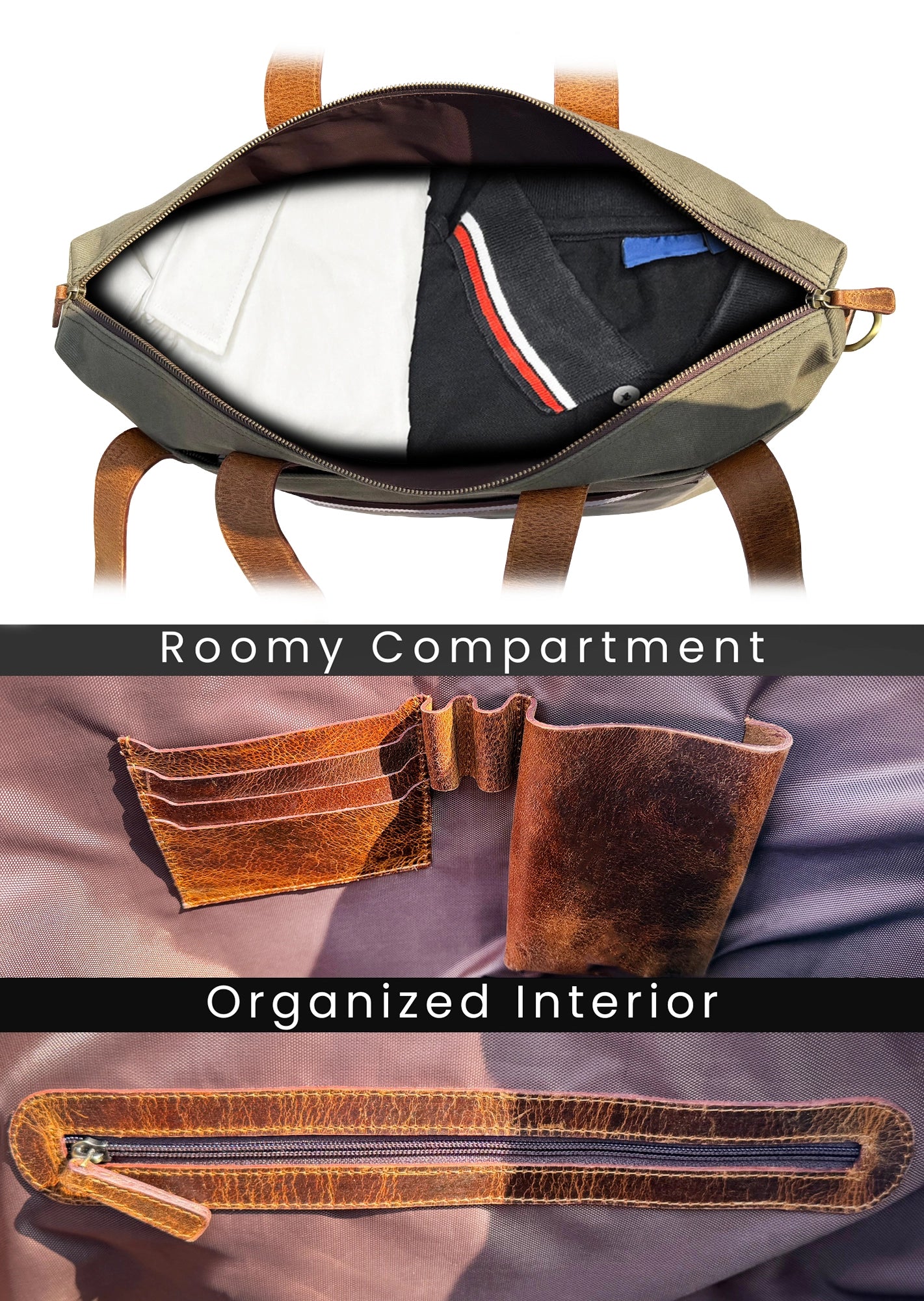 Canvas Leather Duffle Bag | Organized Travel Weekend Bag