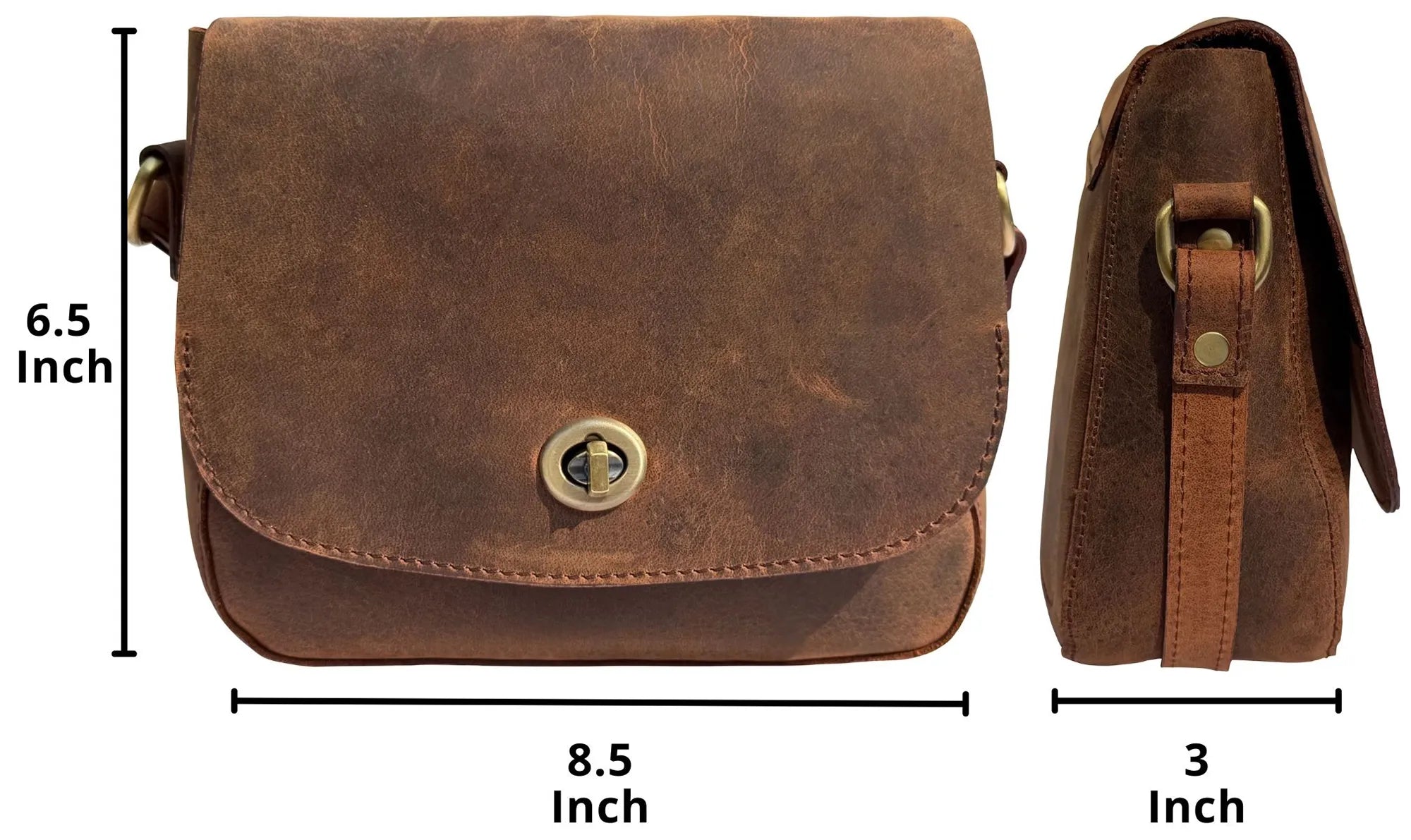 Leather Crossbody Bag for Women - Vintage Shoulder Bag