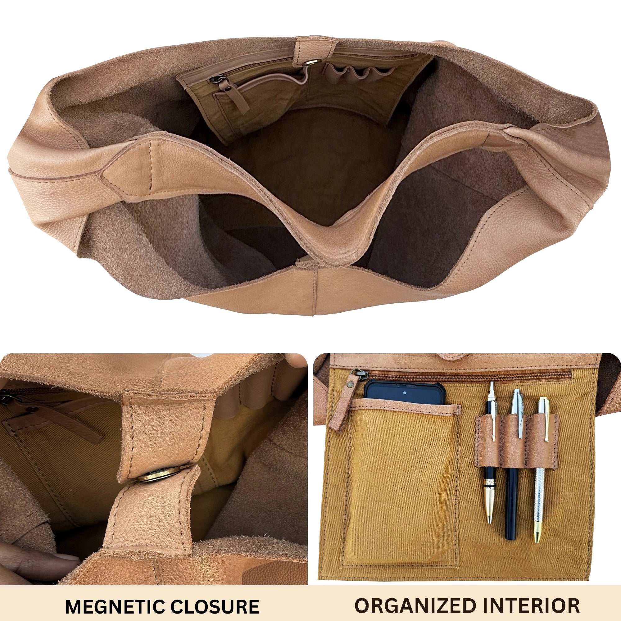 Leather Tote Bag for Women : Organized & Spacious Shoulder Satchel