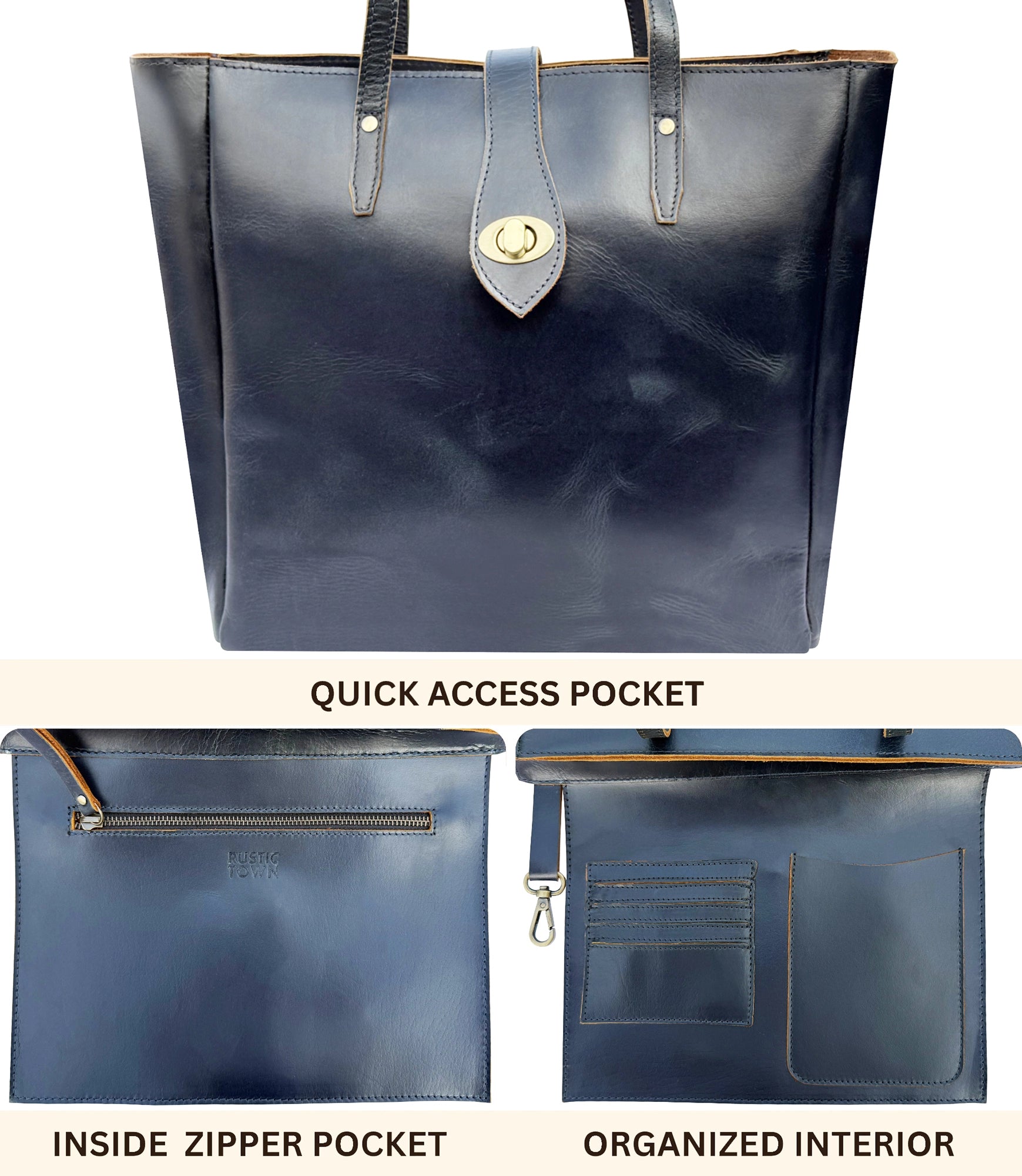 Leather Tote Bag for Women - Classic Shoulder Handbag Purse