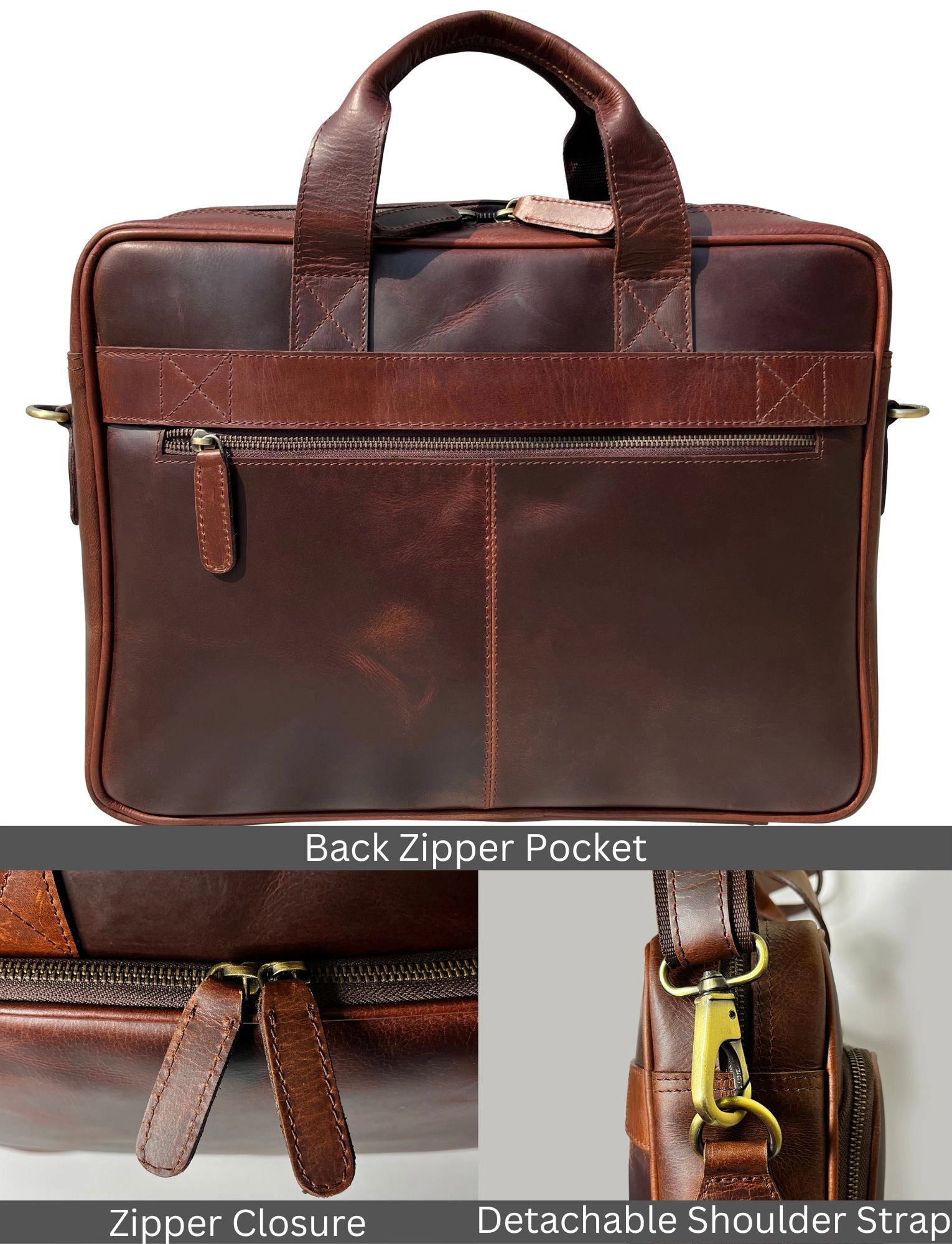 Leather Briefcase for Men – Laptop Messenger Bag for Office & Travel