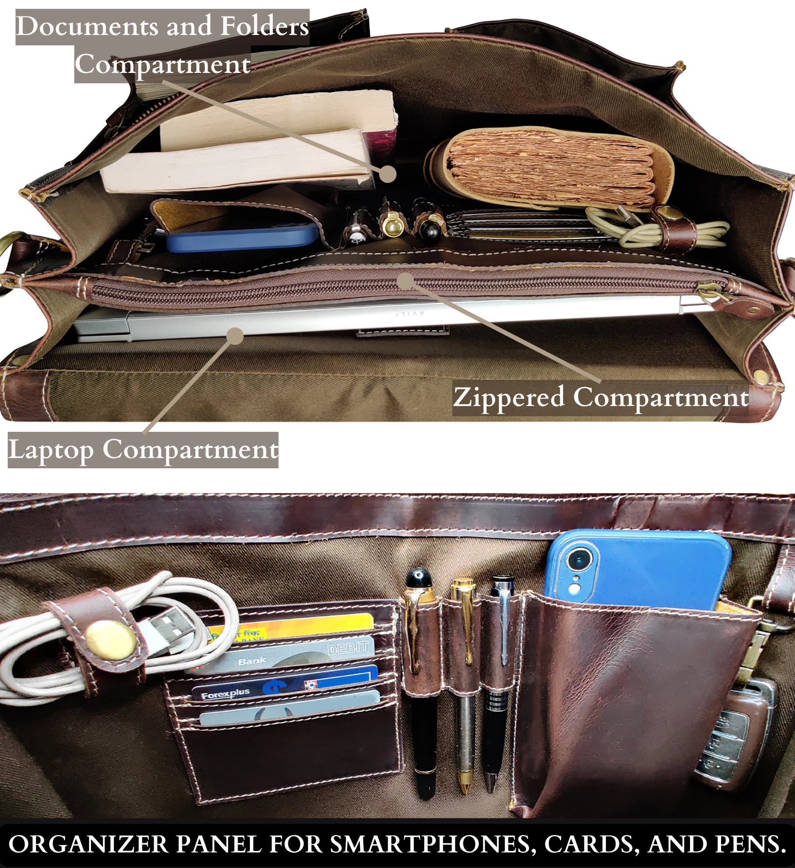 Wayne Premium 16" Leather Satchel Office Laptop Bag (Walnut Brown)