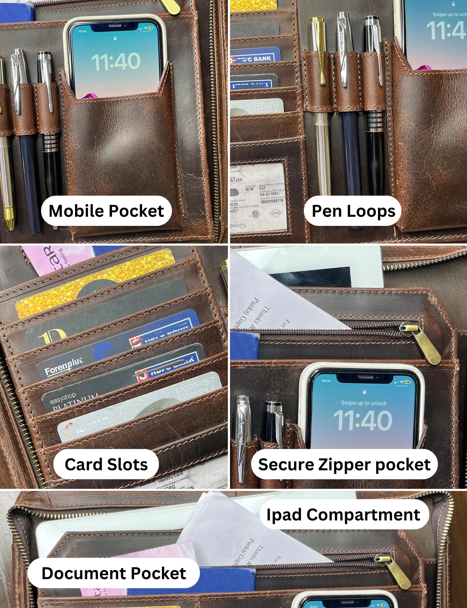 Kingsman Business Leather Portfolio (Dark Brown)