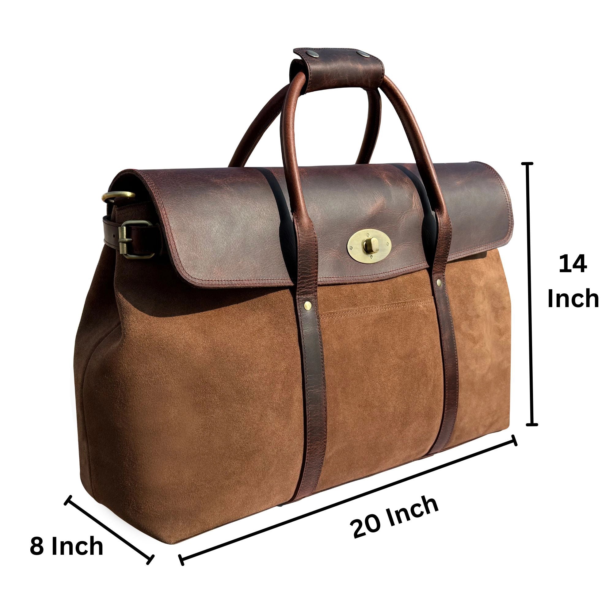 Suede Leather Duffle Bag: Luxury Weekend Travel Carry-on