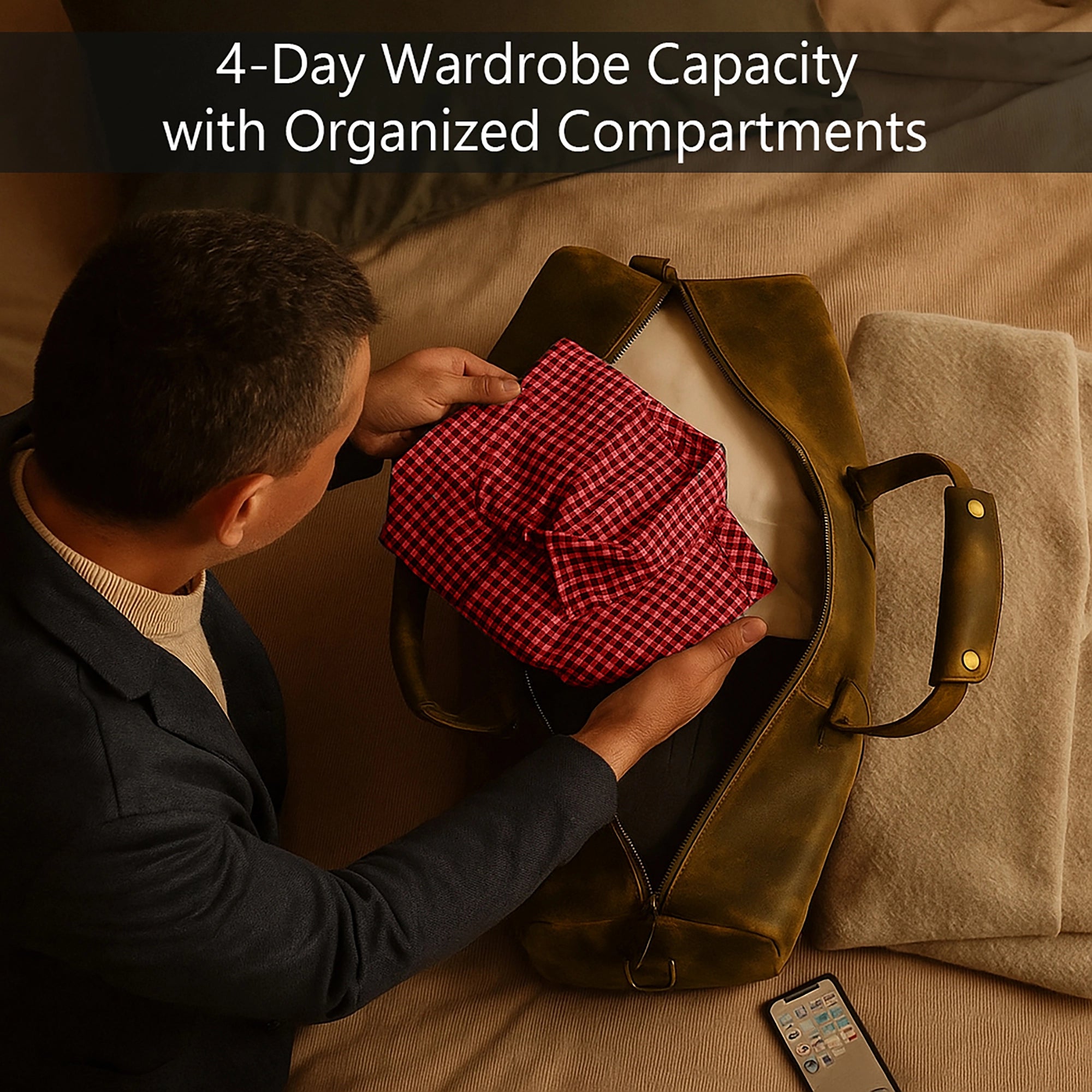 Nando Adventure Leather Travel Duffle Bag (Brown)