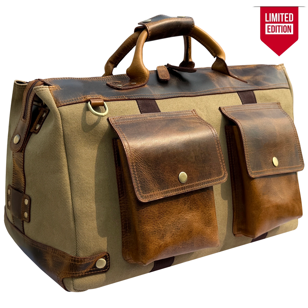 braun men's travel grooming bag with canvas handle Leather Overnight Carry-On - Fits Under Seat Vintage 1994 Jansport Leather You can personalize/engrave on Last Call Handle:Left（GL500）