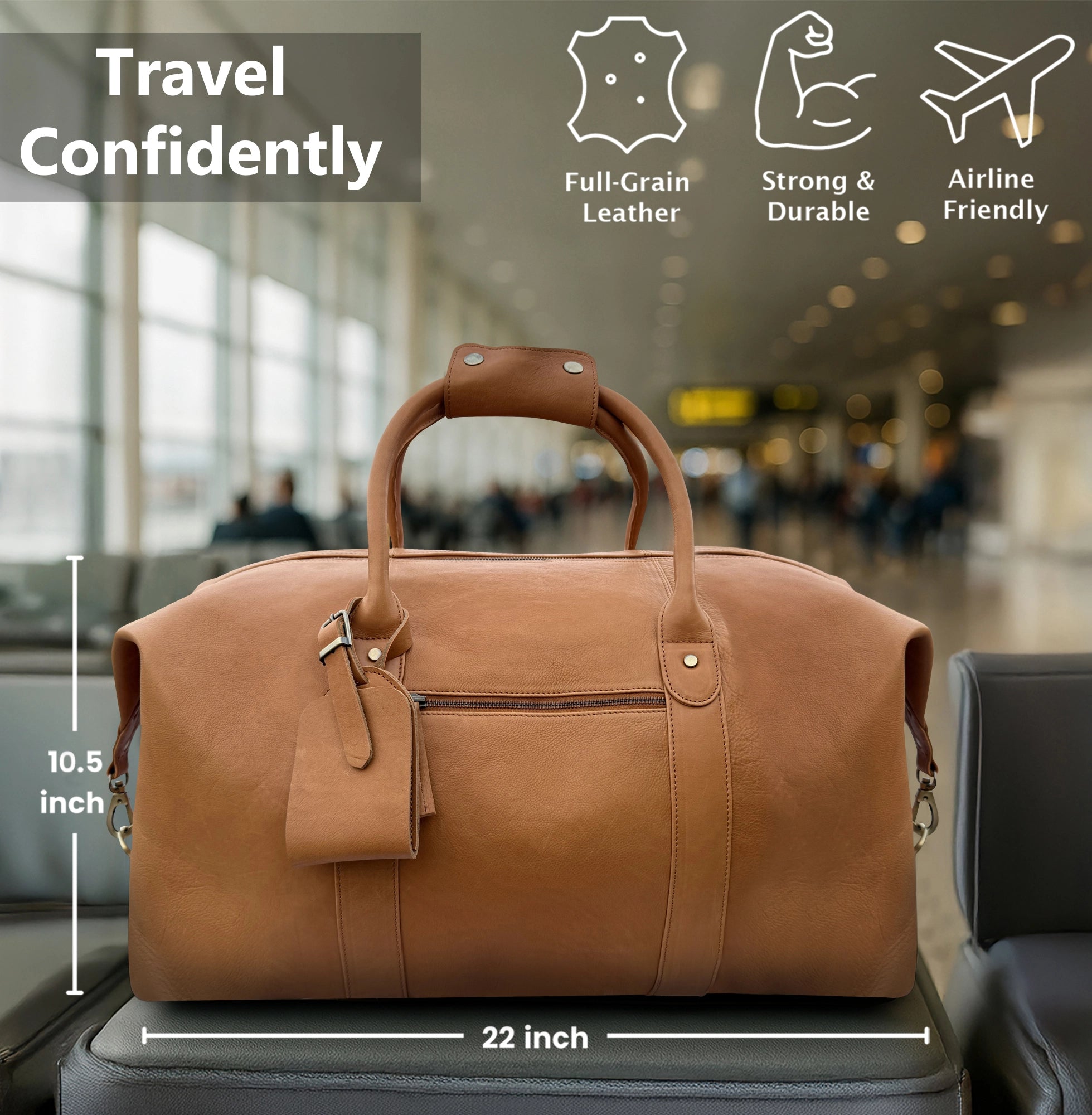 Leather Duffle Bag for Men - Weekender Overnight Bag