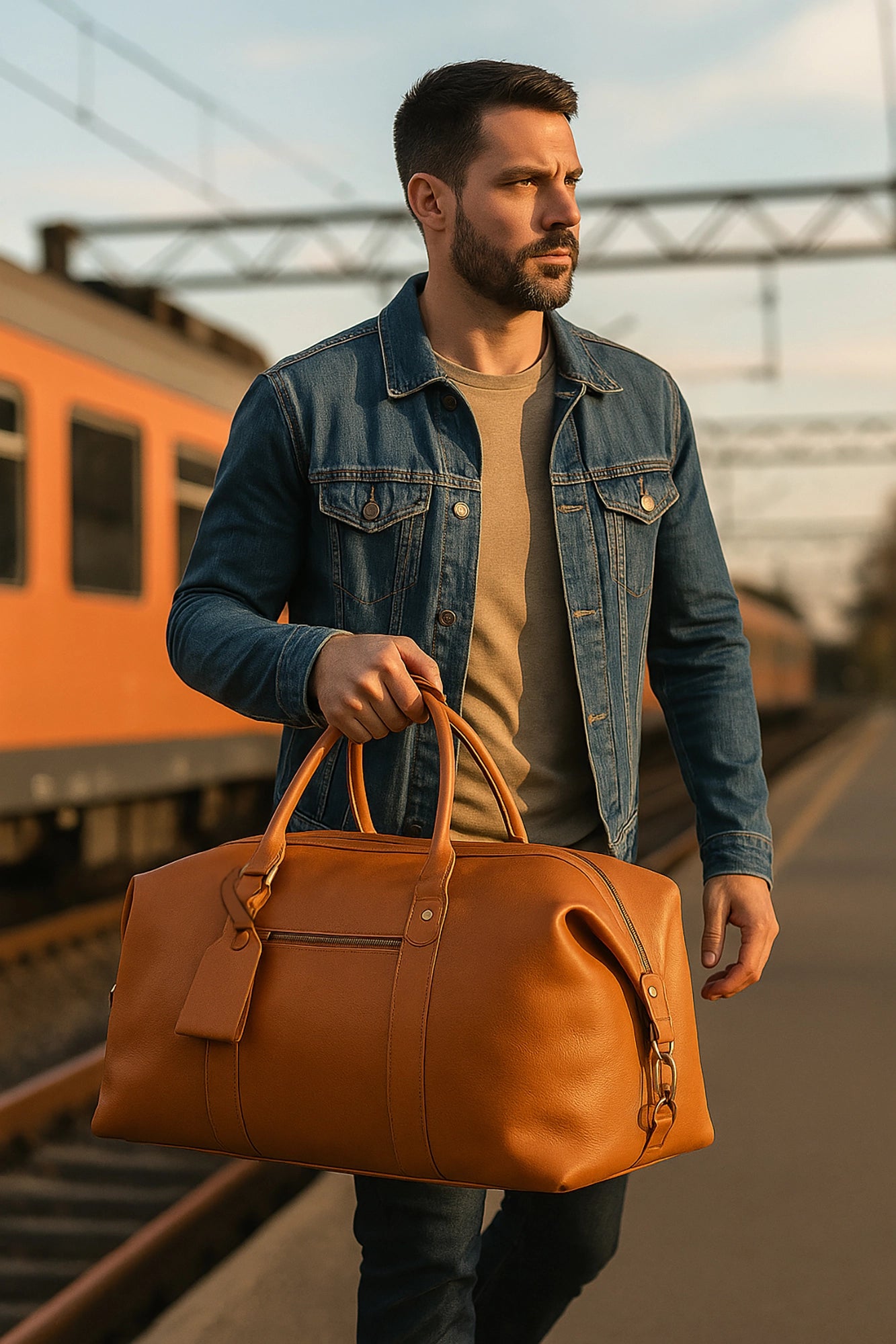 Leather Duffle Bag for Men - Weekender Overnight Bag