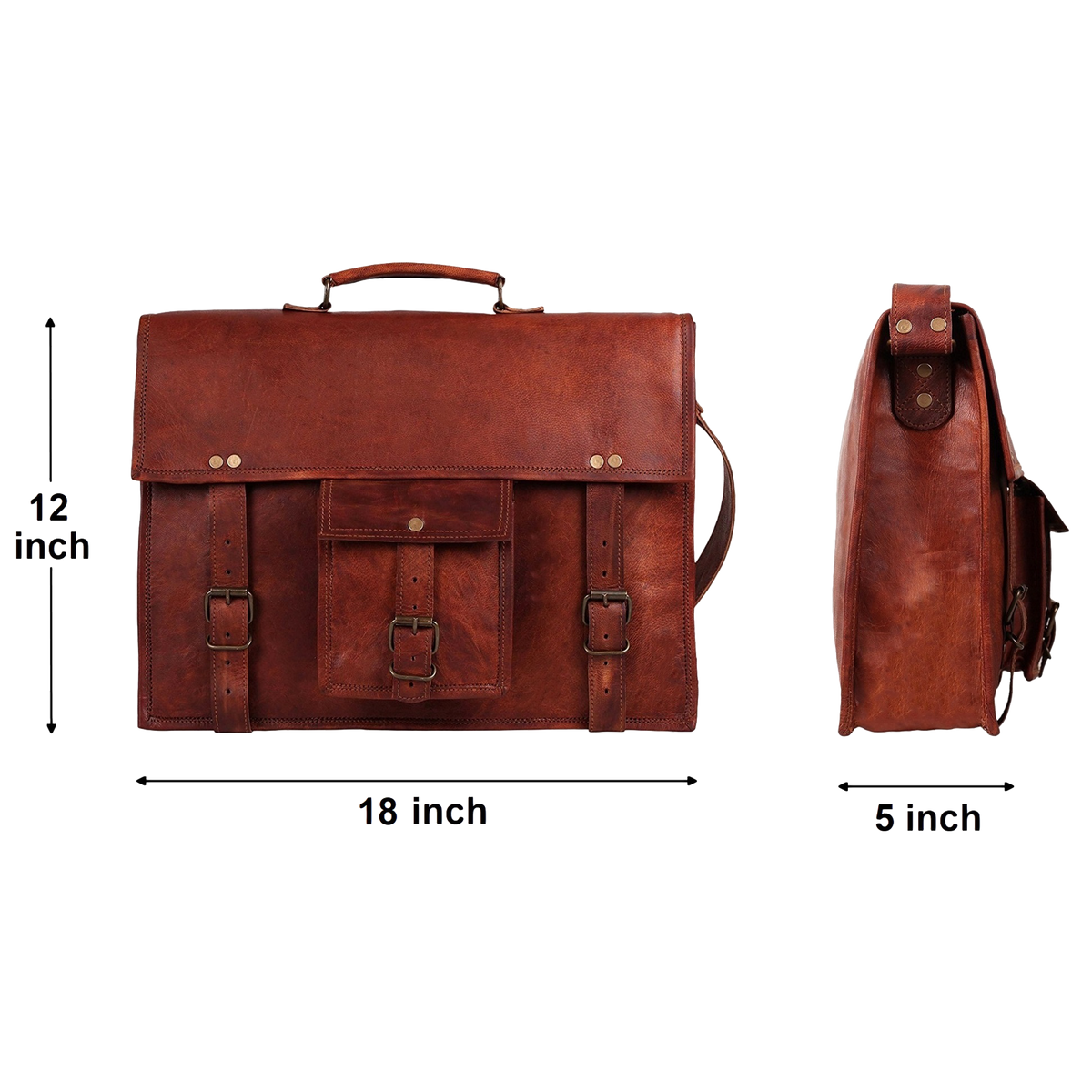 18" Leather Satchel Laptop Messenger Bag Rustic Town