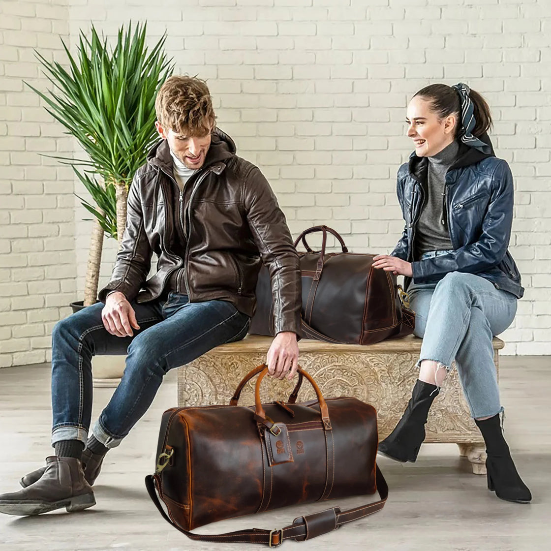 Leather Duffle Bag for Men