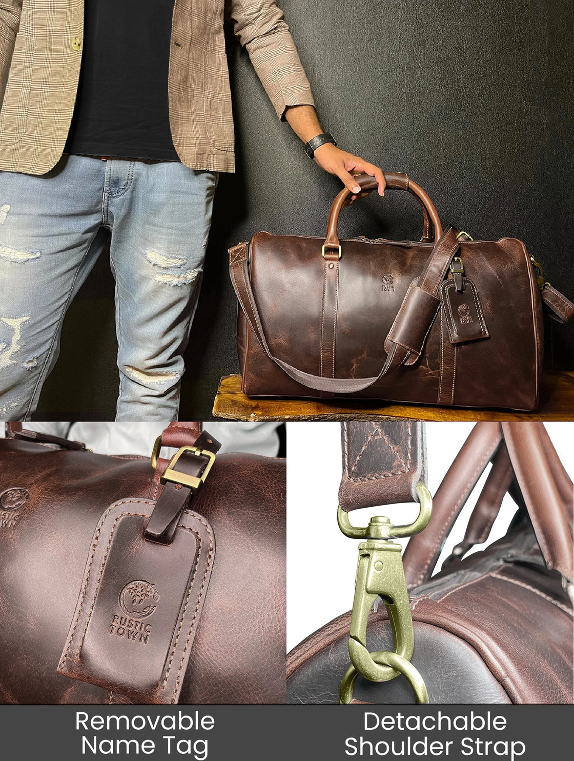 Leather Duffle Bag for Men