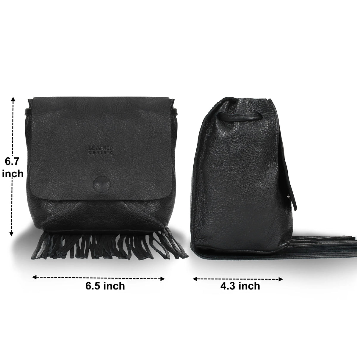 Satchel Fringeless - Roomy Crossbody Bag, Authentic Vintage Black