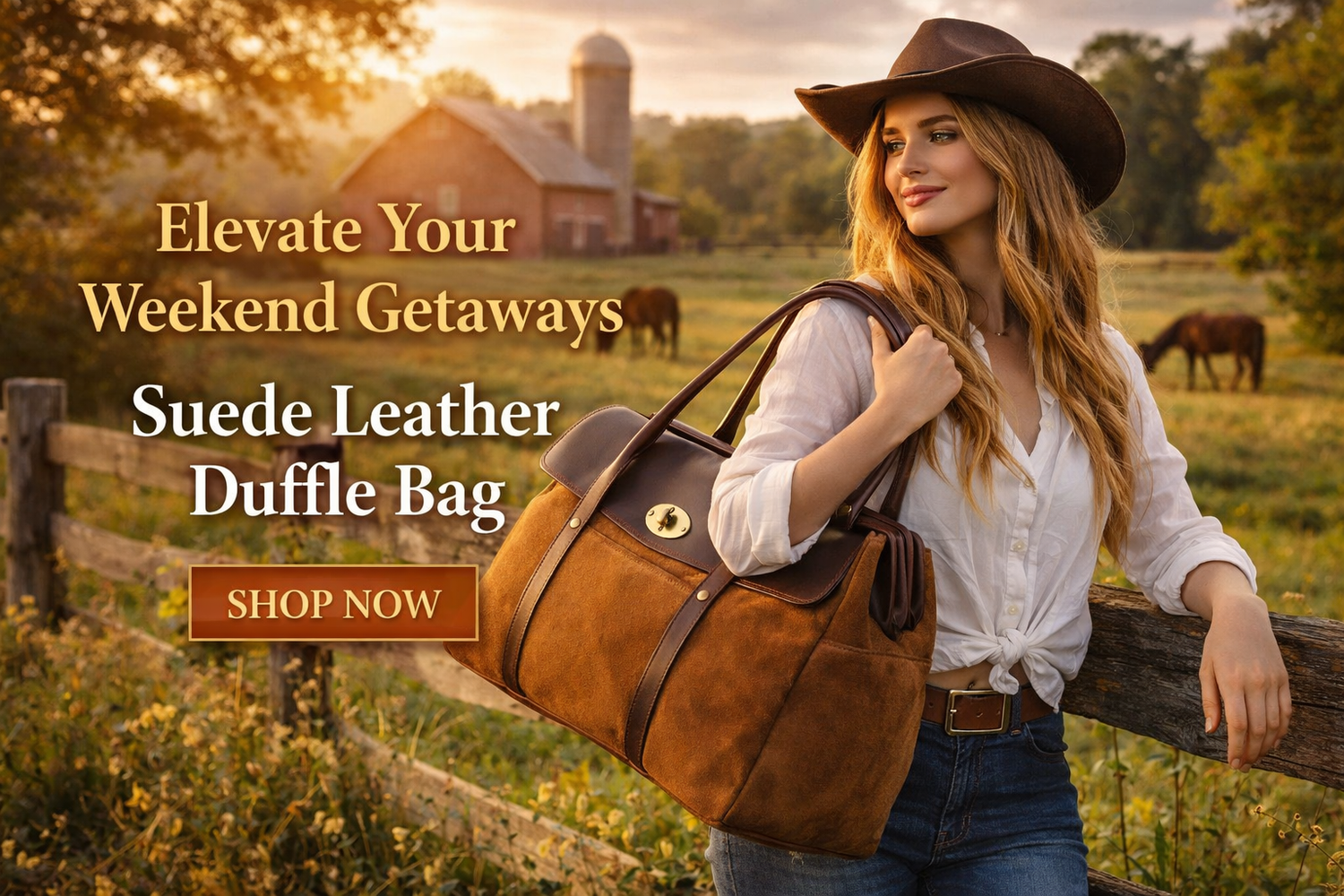 Suede Leather Duffle Bag