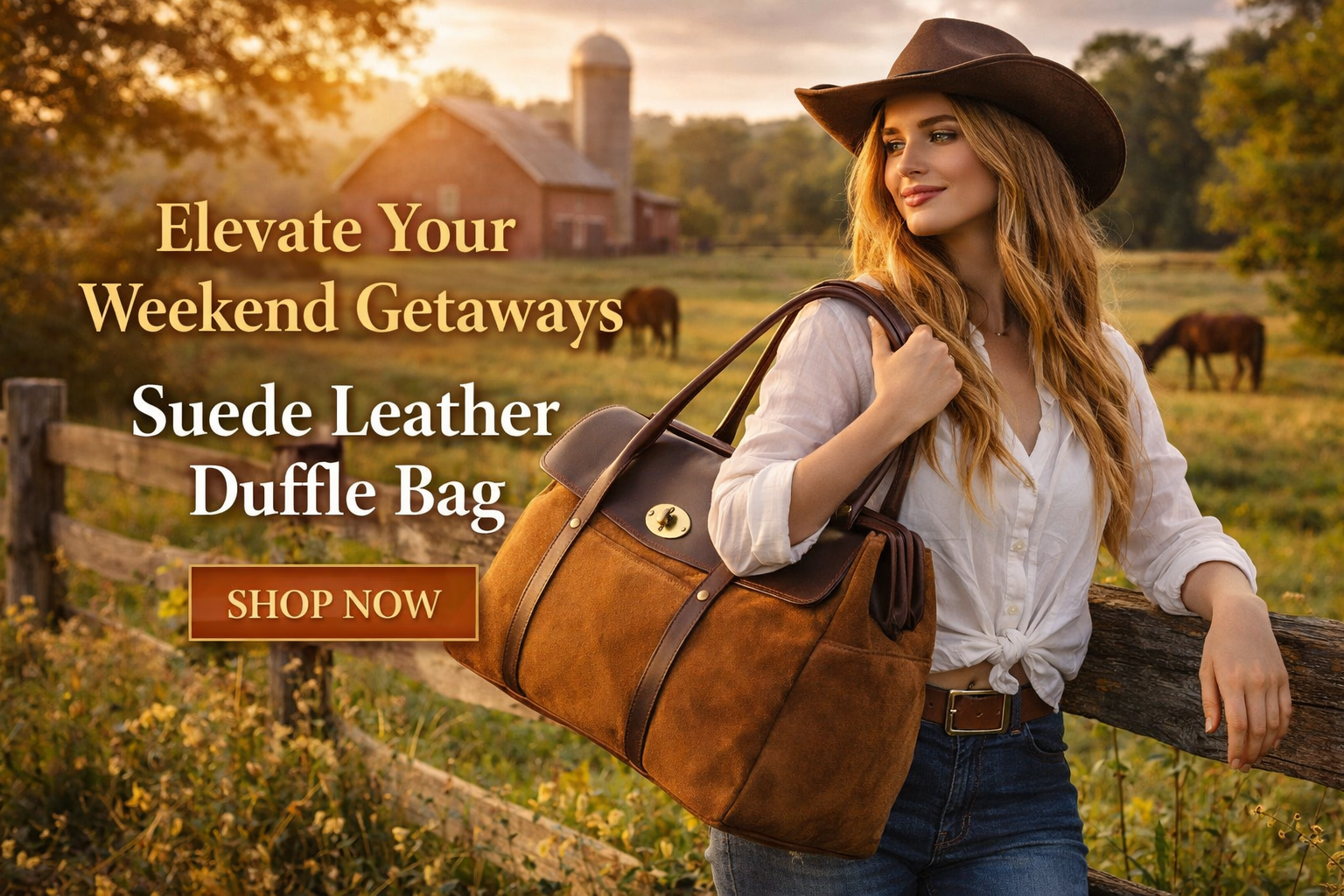 Suede Leather Duffle Bag