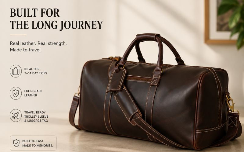 Leather Travel Bag for Long Trips