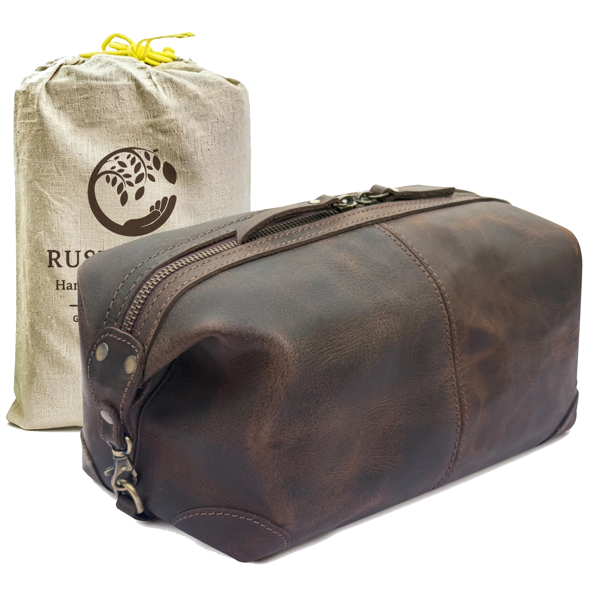 Avery Leather Toiletry Bag - Premium Travel Shaving Dopp Kit