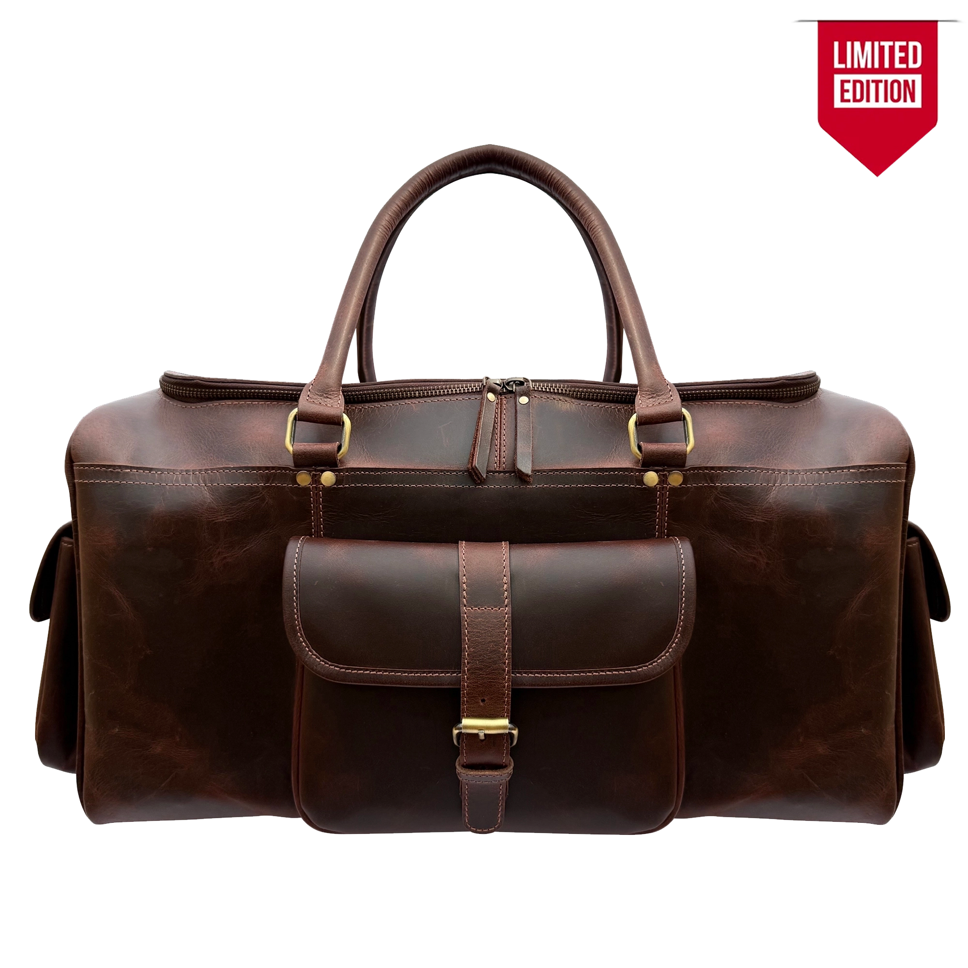Carter バーガンディ レザー ブリーフケース Premium Leather Duffle Bag for Men | Weekender Carry On