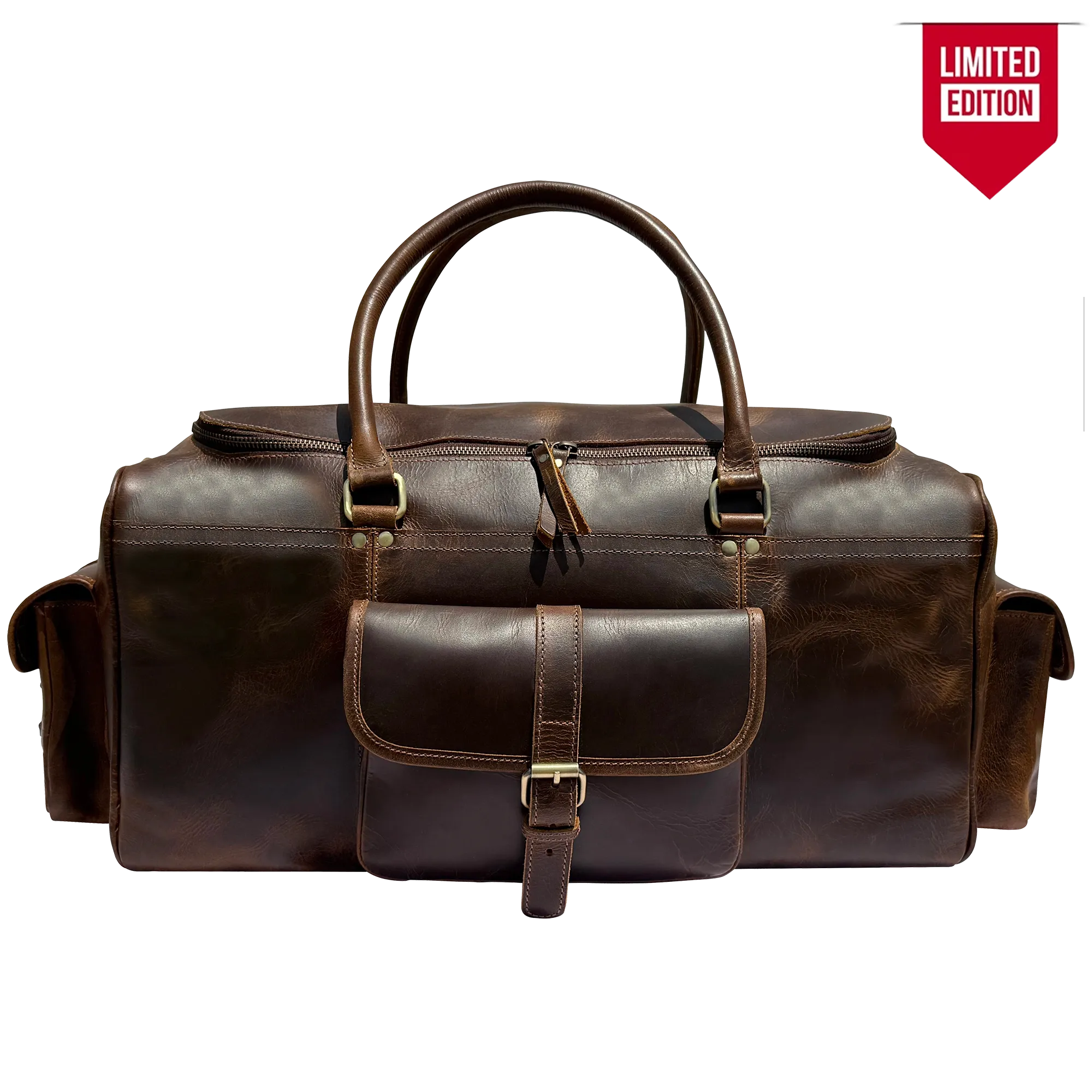 Rugged Leather Duffle Bag for Men | Full-Grain Overnight Weekender Carry-On
