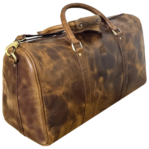 Nando Adventure Leather Travel Duffle Bag (Brown)