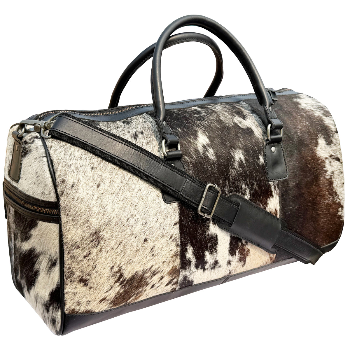 Hair-On Leather Duffel Bag for Men – Overnight Weekender Travel Bag, TSA Carry-On Luggage